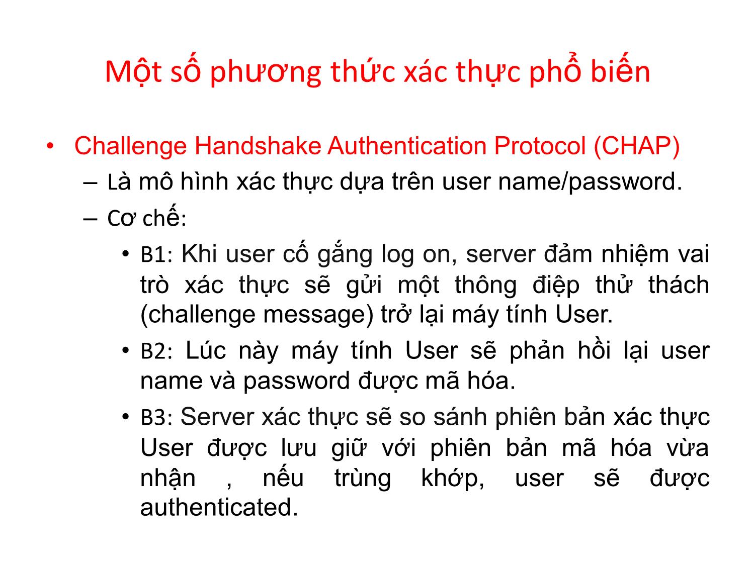 Bài giảng An ninh mạng - Chương 5, Phần 3: Xác thực - Nguyễn Đại Thọ trang 5