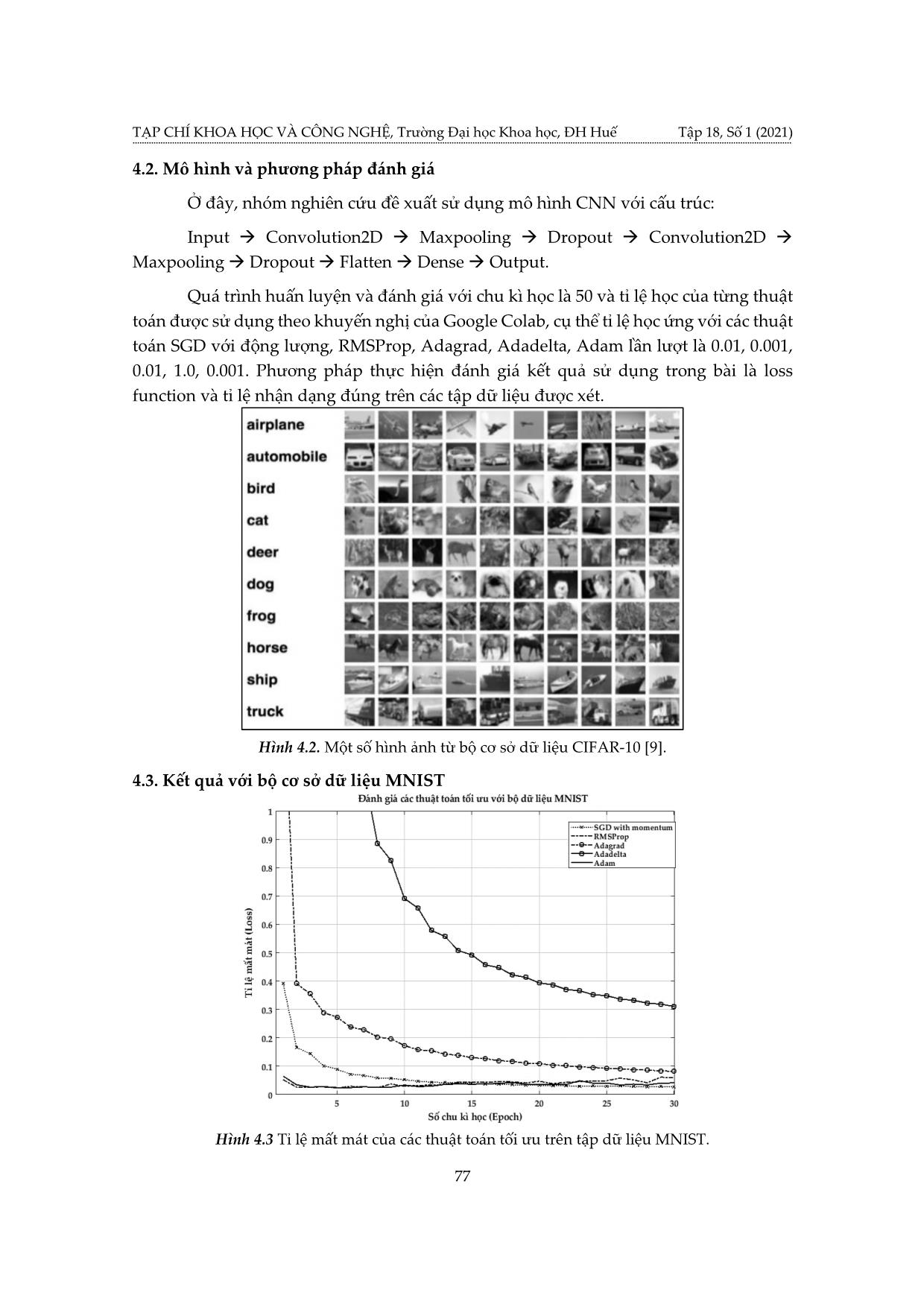 Đánh giá các thuật toán tối ưu đối với mô hình mạng nơ-ron tích chập trong tác vụ nhận diện hình ảnh trang 7