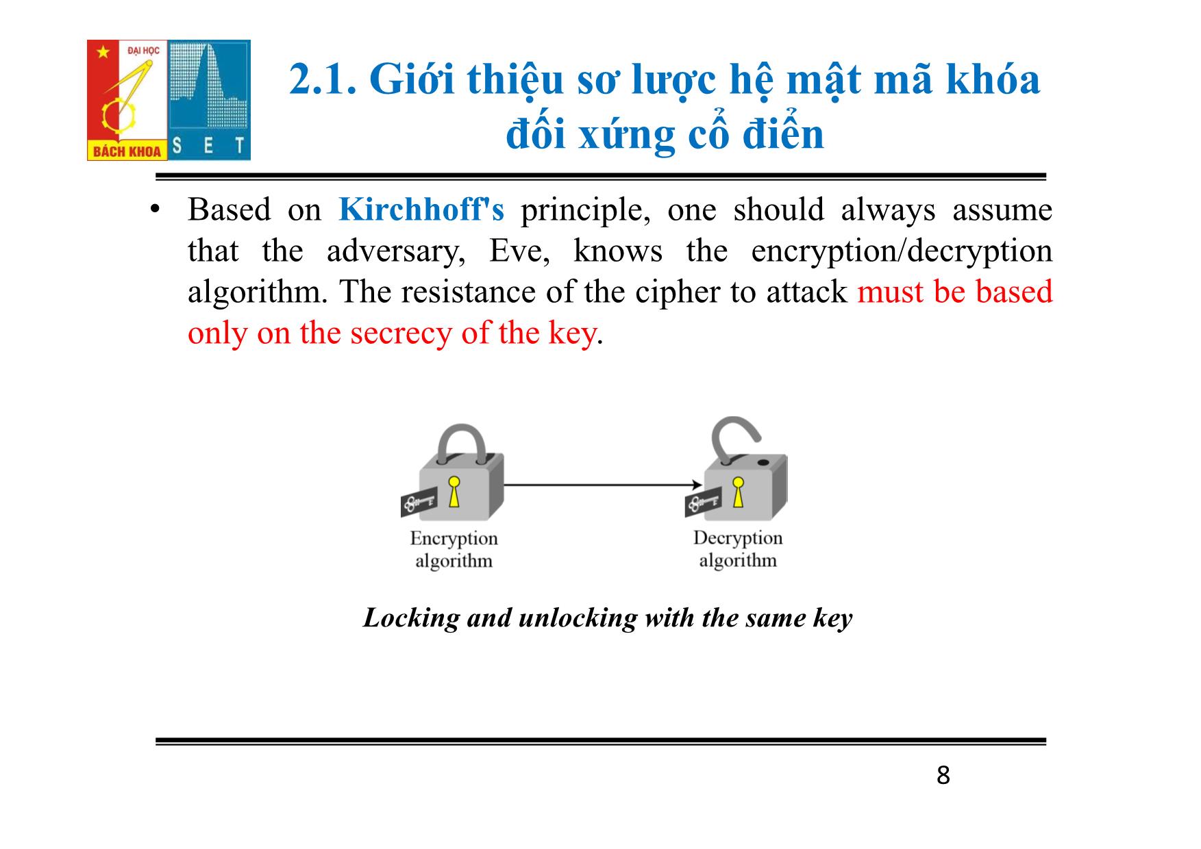 Bài giảng Lý thuyết mật mã - Chương 2: Mật mã khóa đối xứng - Đỗ Trọng Tuấn trang 8