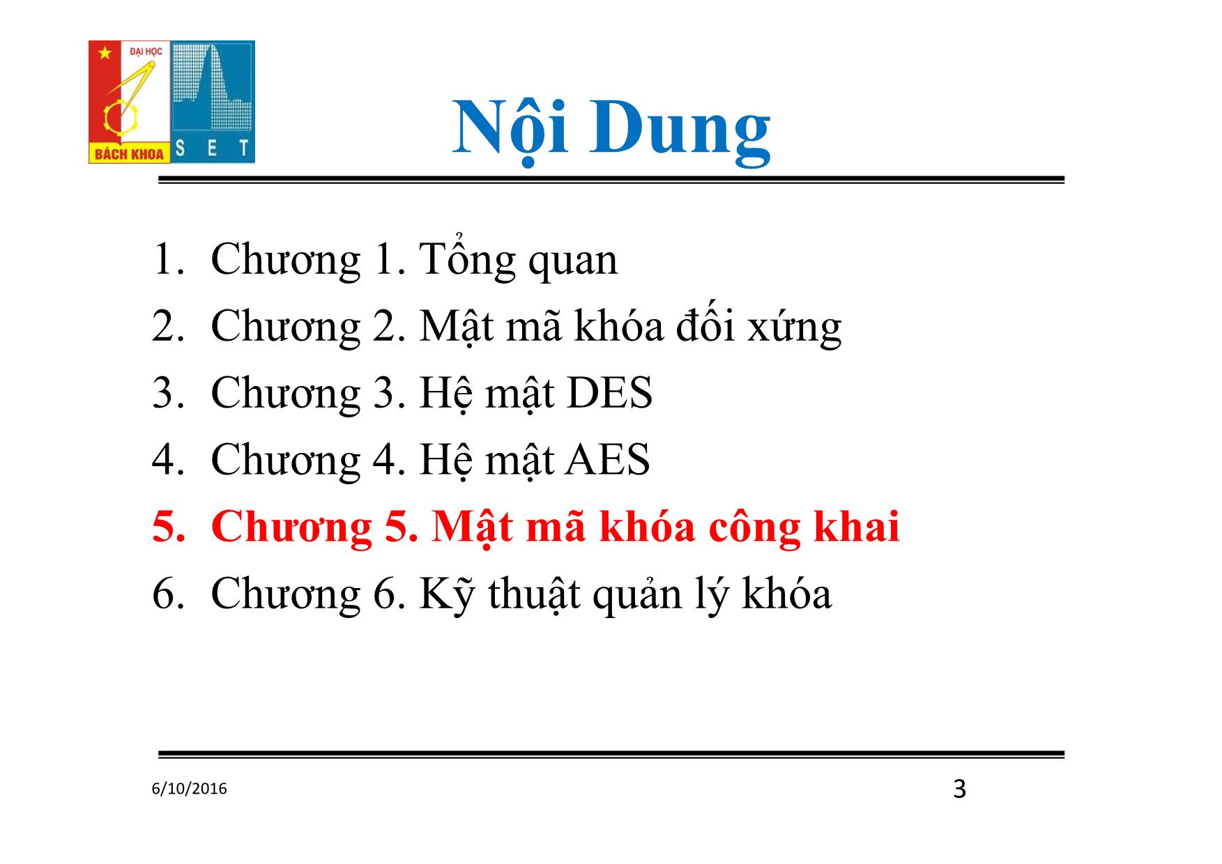 Bài giảng Lý thuyết mật mã - Chương 5: Mật mã khóa công khai - Đỗ Trọng Tuấn trang 3