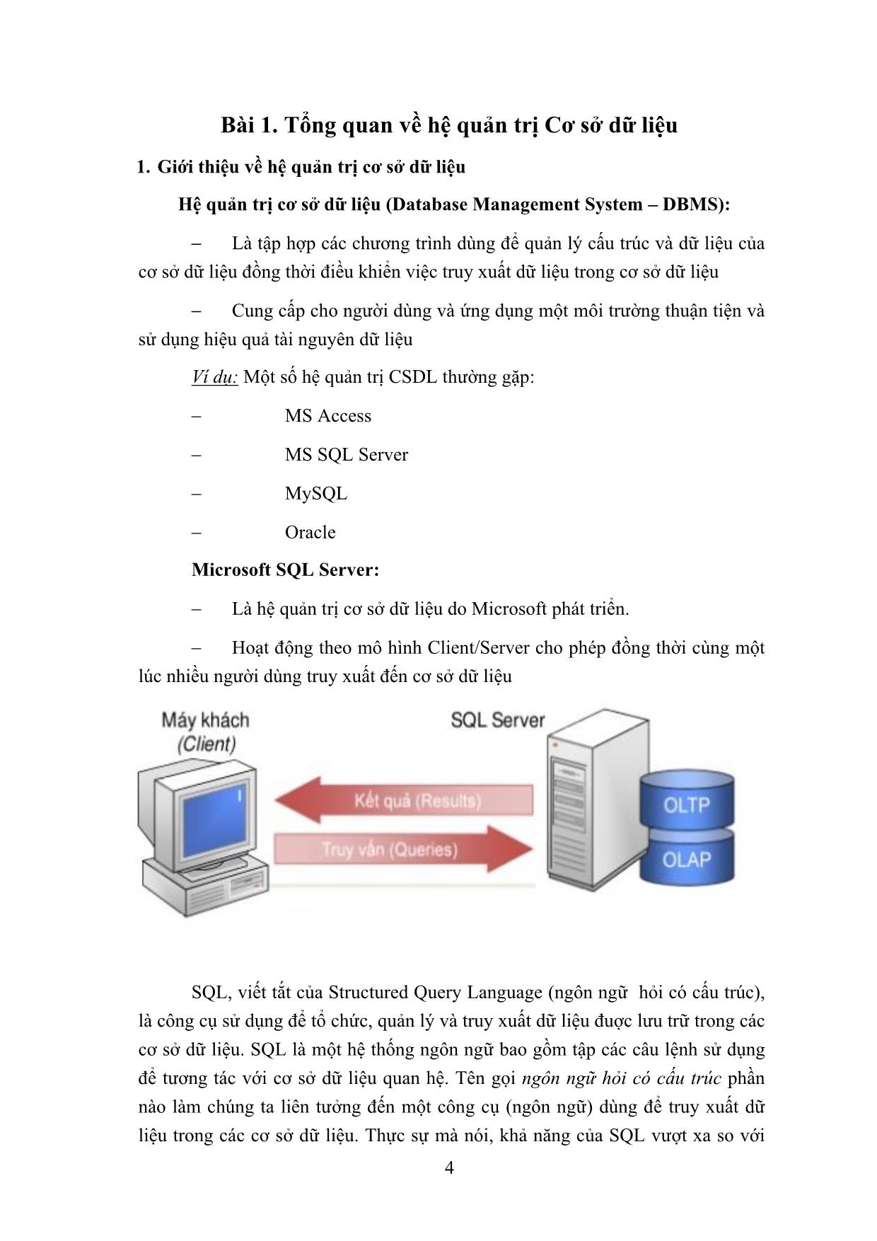 Giáo trình Quản trị SQL Server (Phần 1) trang 4