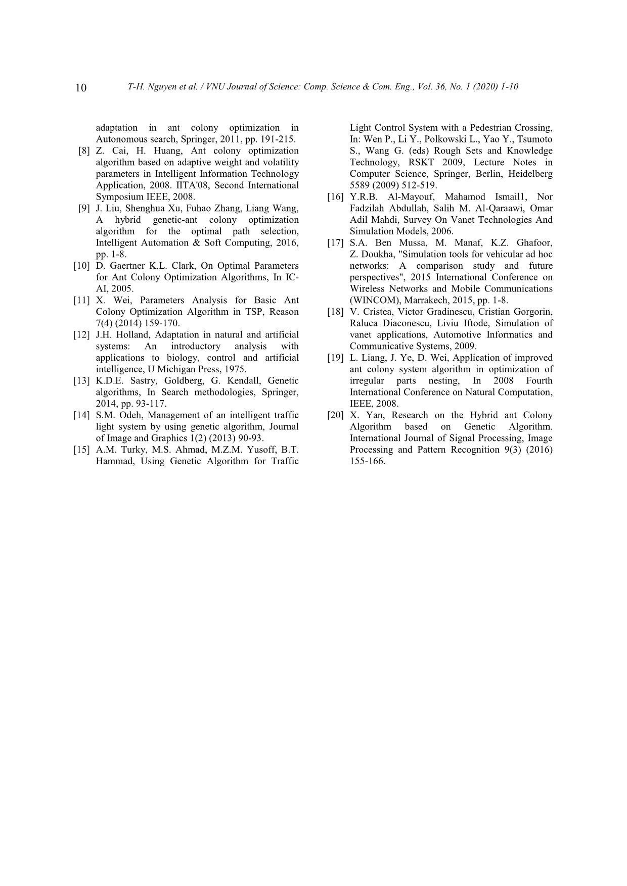 A hybrid method based on genetic algorithm and ant colony system for traffic routing optimization trang 10