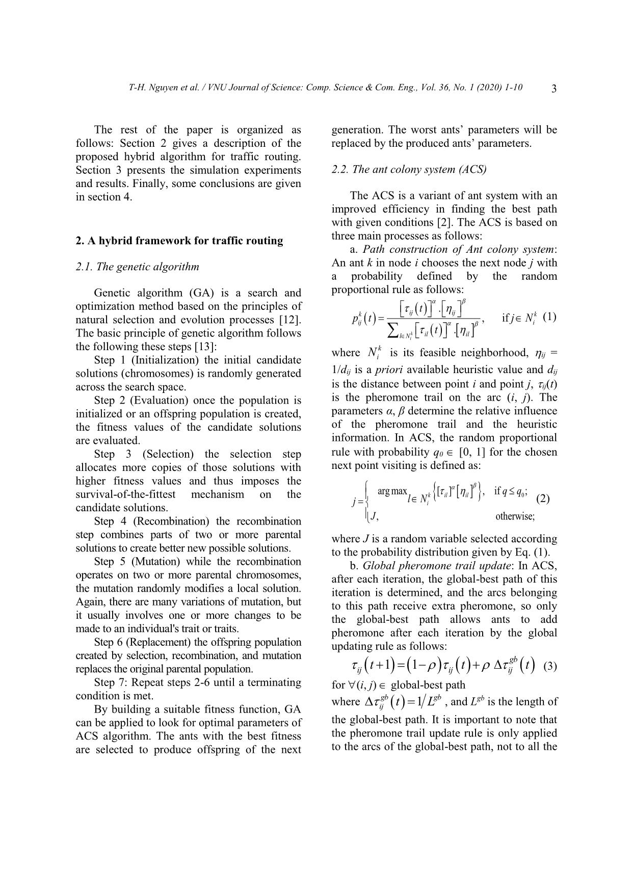 A hybrid method based on genetic algorithm and ant colony system for traffic routing optimization trang 3