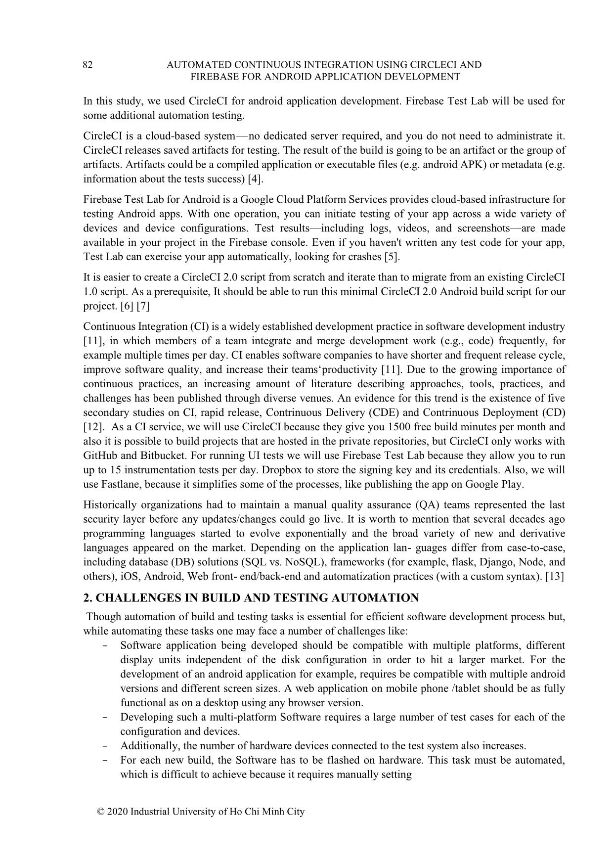 Tomated continuous integration using circleci and firebase for android application development trang 2