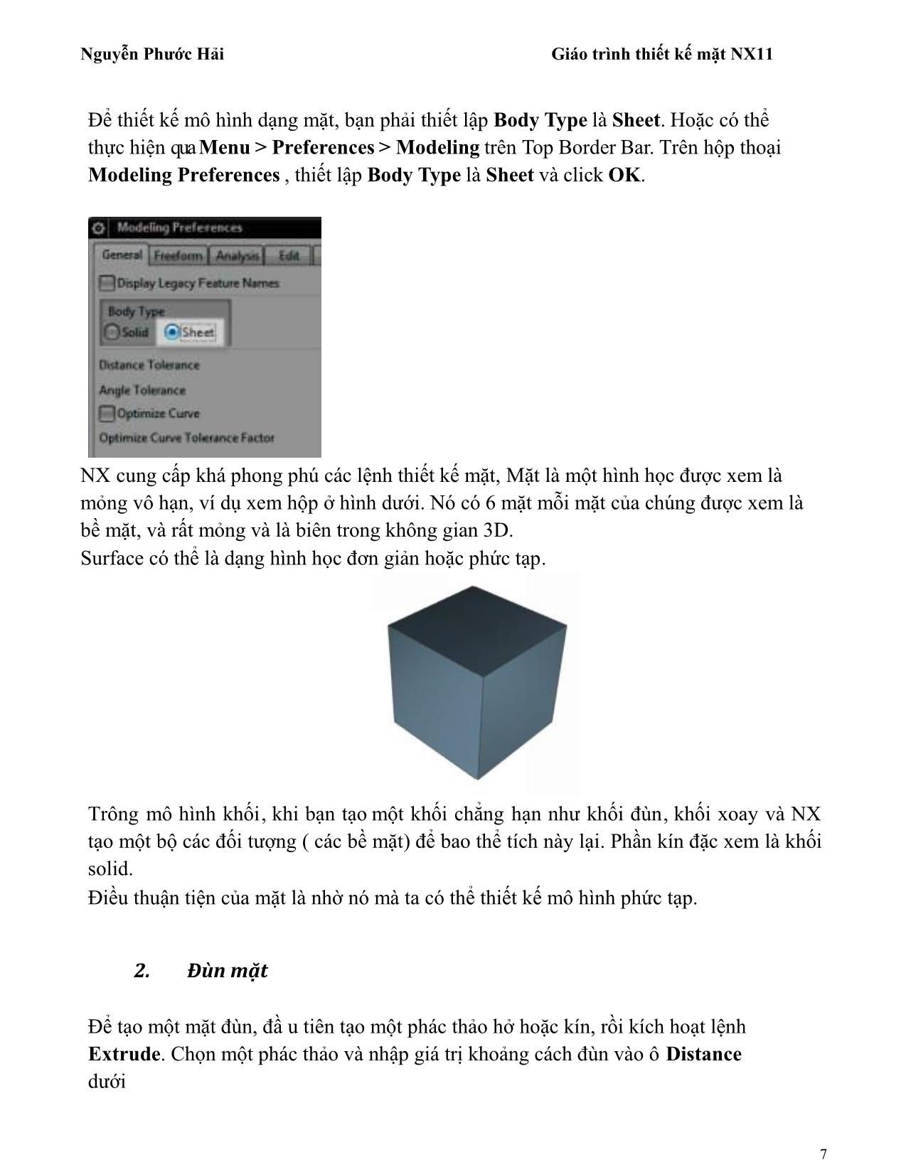 Giáo trình Thiết kế mặt NX11 trang 8