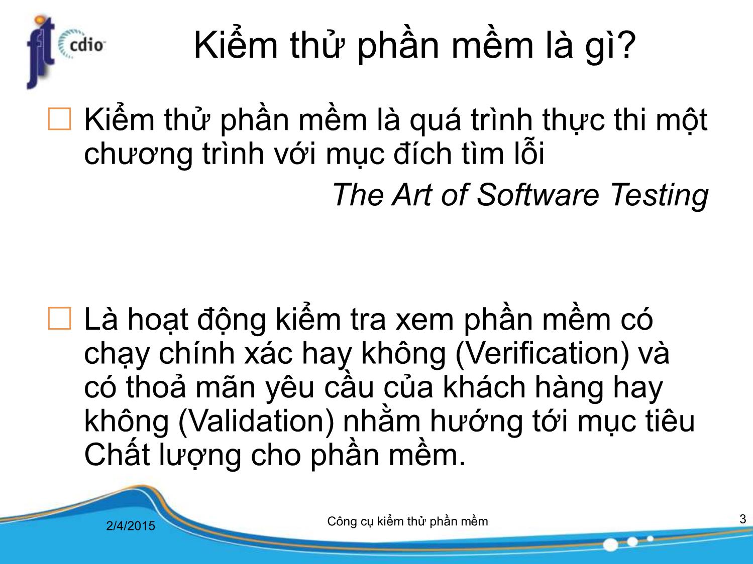 Bài giảng Công cụ kiểm thử phần mềm - Bài 1: Tổng quan trang 3