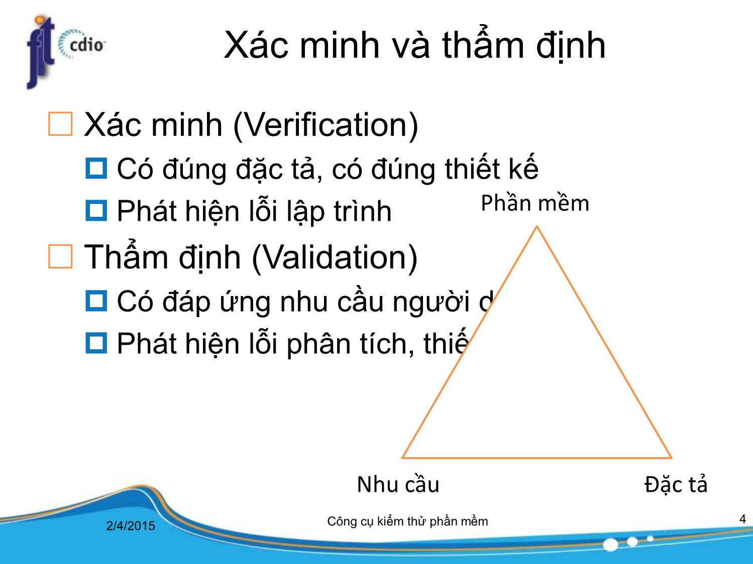 Bài giảng Công cụ kiểm thử phần mềm - Bài 1: Tổng quan trang 4