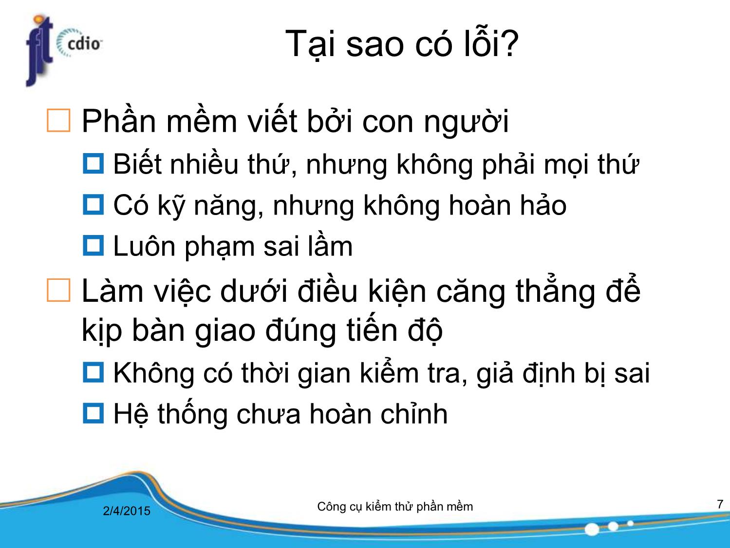 Bài giảng Công cụ kiểm thử phần mềm - Bài 1: Tổng quan trang 7