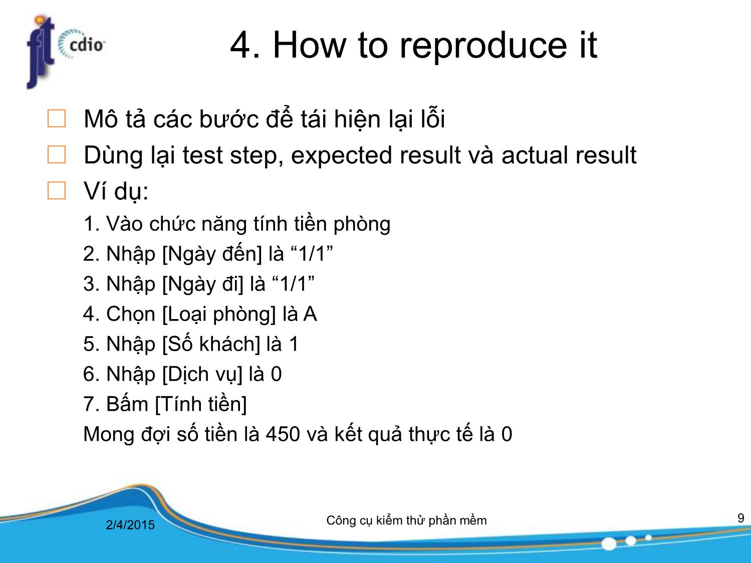 Bài giảng Công cụ kiểm thử phần mềm - Bài 5: Báo cáo kiểm thử phần mềm trang 9