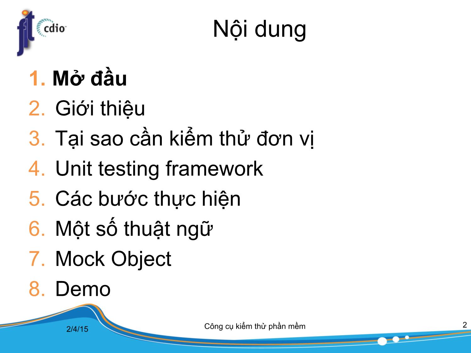 Bài giảng Công cụ kiểm thử phần mềm - Bài 7: Kiểm thử đơn vị trang 2