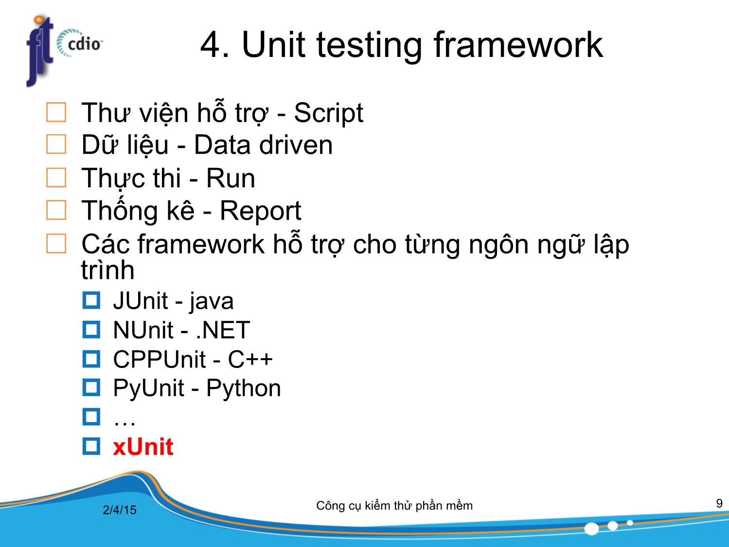 Bài giảng Công cụ kiểm thử phần mềm - Bài 7: Kiểm thử đơn vị trang 9