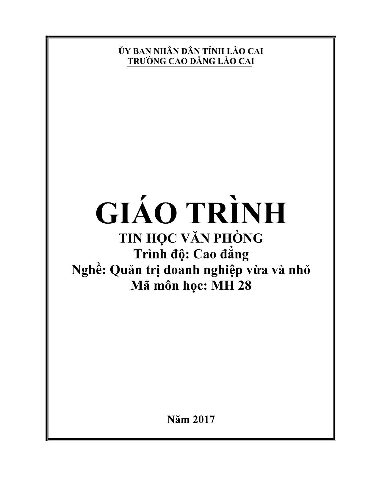 Giáo trình Tin học văn phòng - Nghề: Quản trị doanh nghiệp vừa và nhỏ trang 1