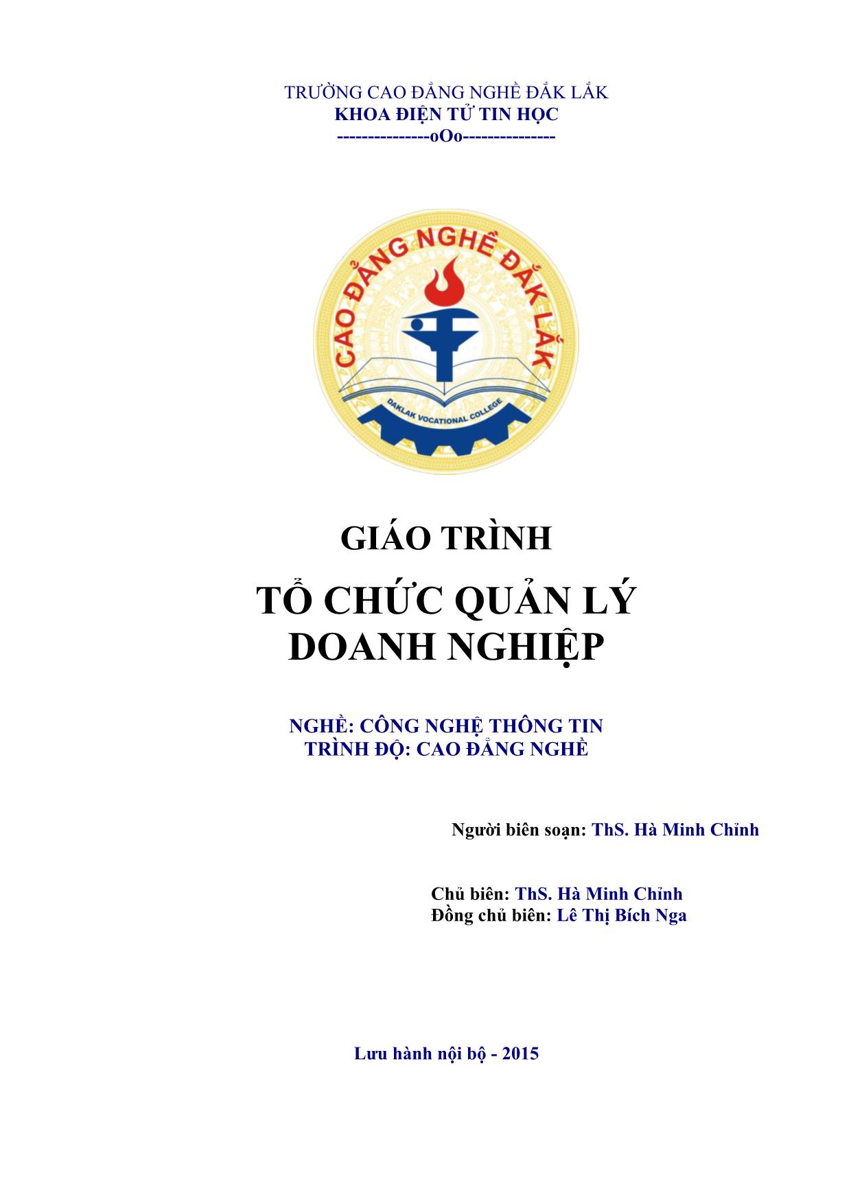 Giáo trình Tổ chức quản lý doanh nghiệp trang 1