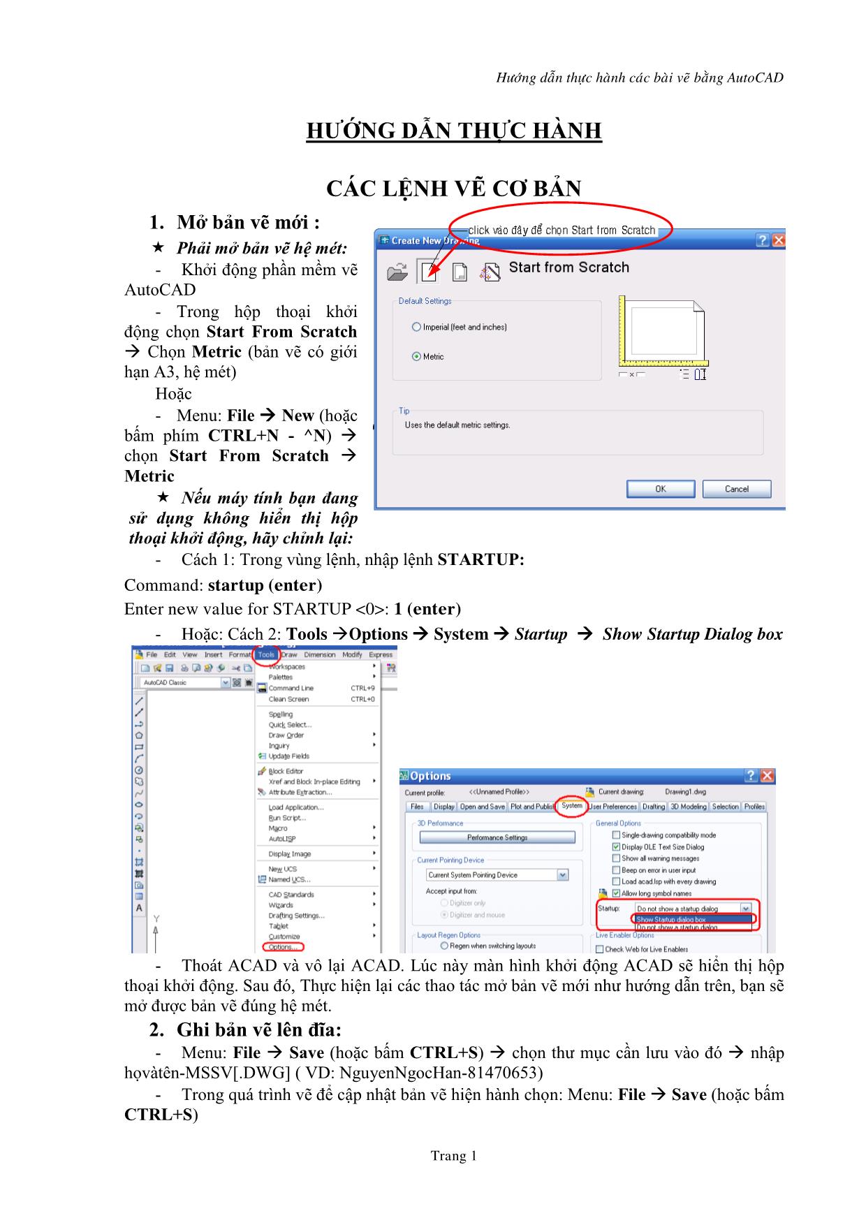 Hướng dẫn thực hành các bài vẽ bằng AutoCAD trang 1
