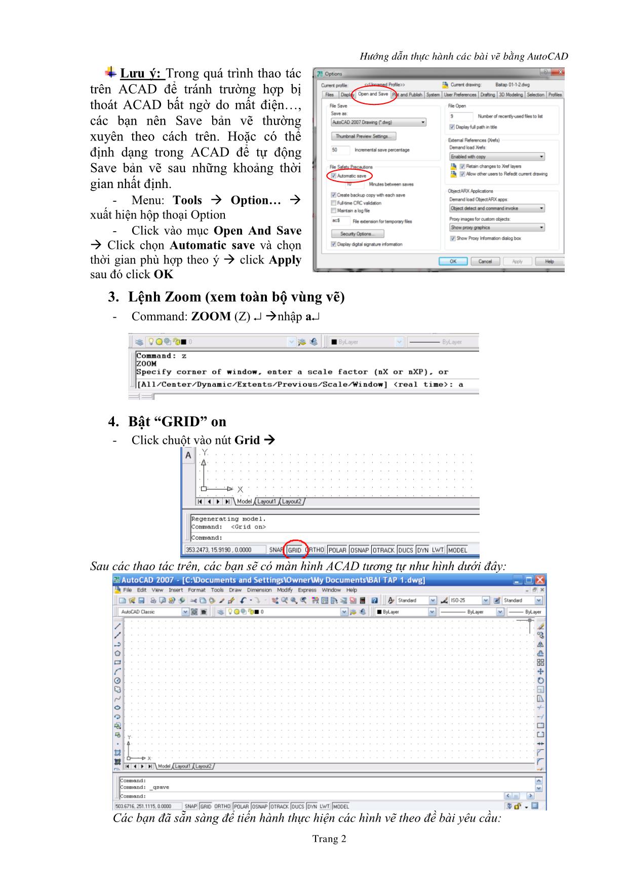 Hướng dẫn thực hành các bài vẽ bằng AutoCAD trang 2