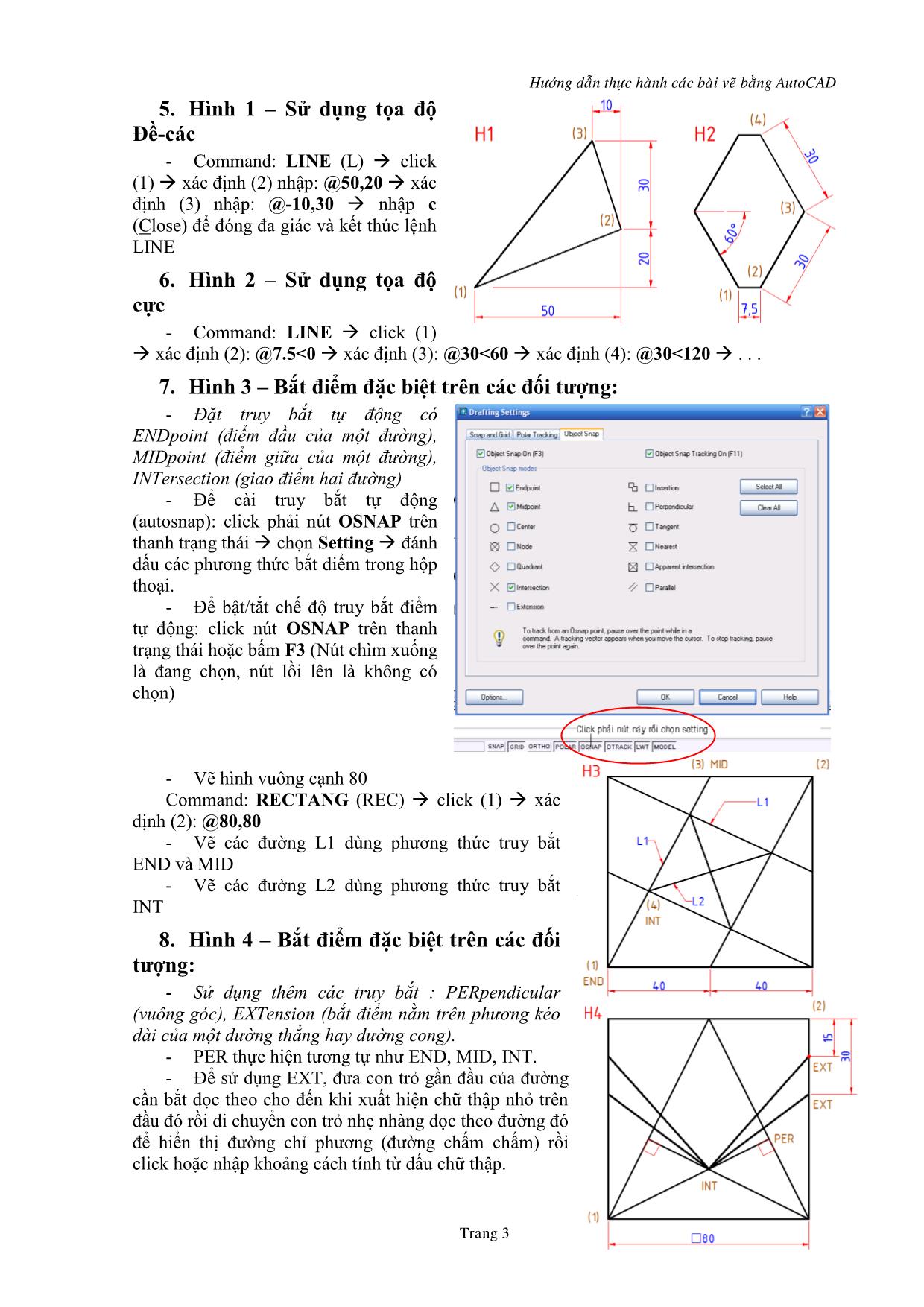 Hướng dẫn thực hành các bài vẽ bằng AutoCAD trang 3