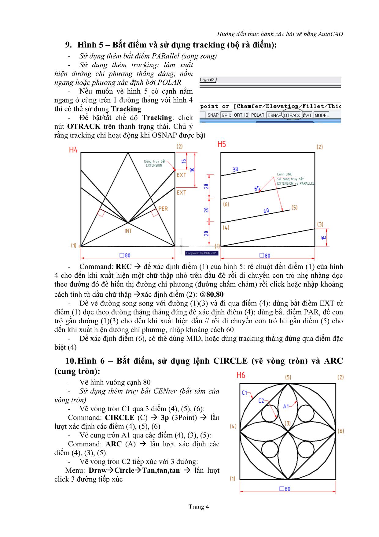 Hướng dẫn thực hành các bài vẽ bằng AutoCAD trang 4