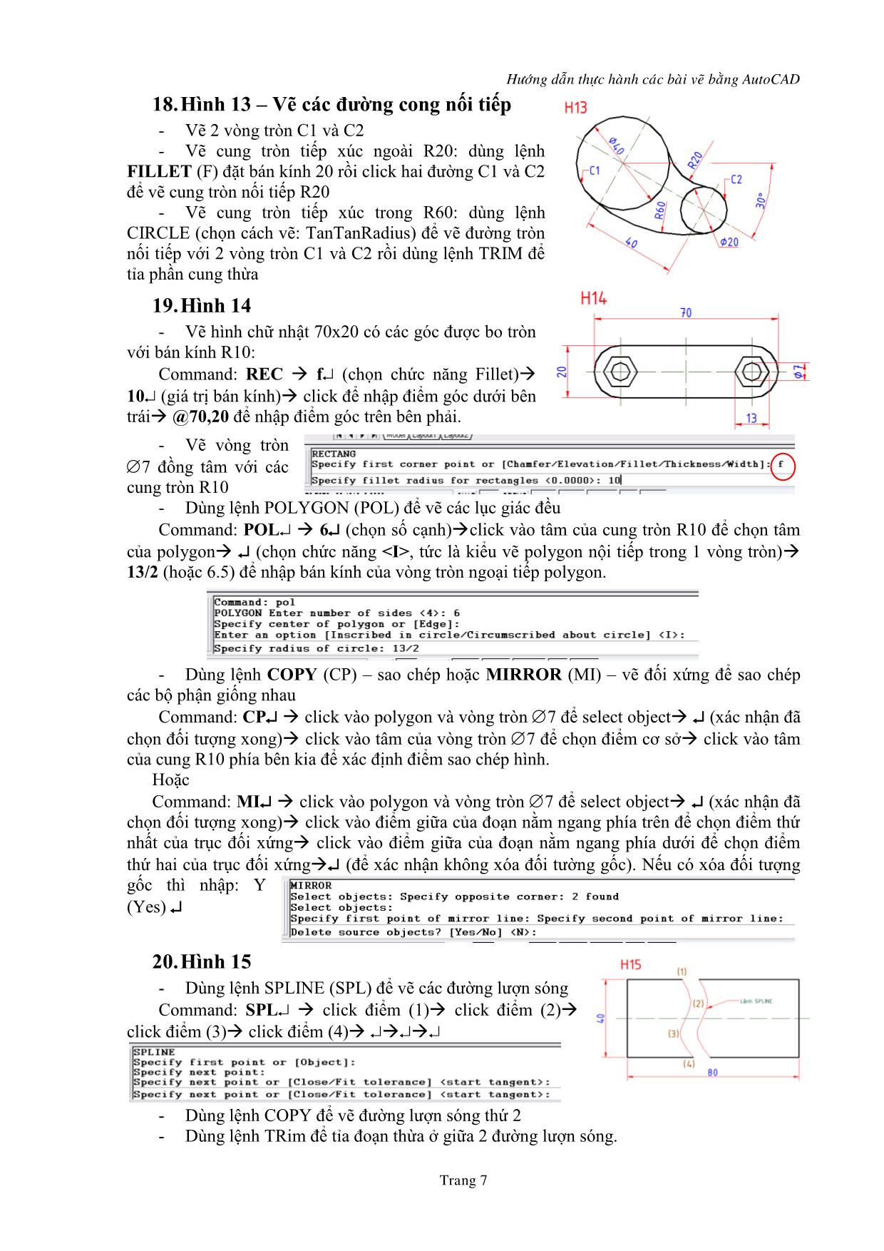 Hướng dẫn thực hành các bài vẽ bằng AutoCAD trang 7
