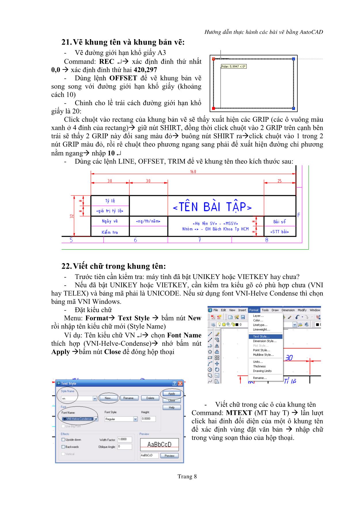 Hướng dẫn thực hành các bài vẽ bằng AutoCAD trang 8