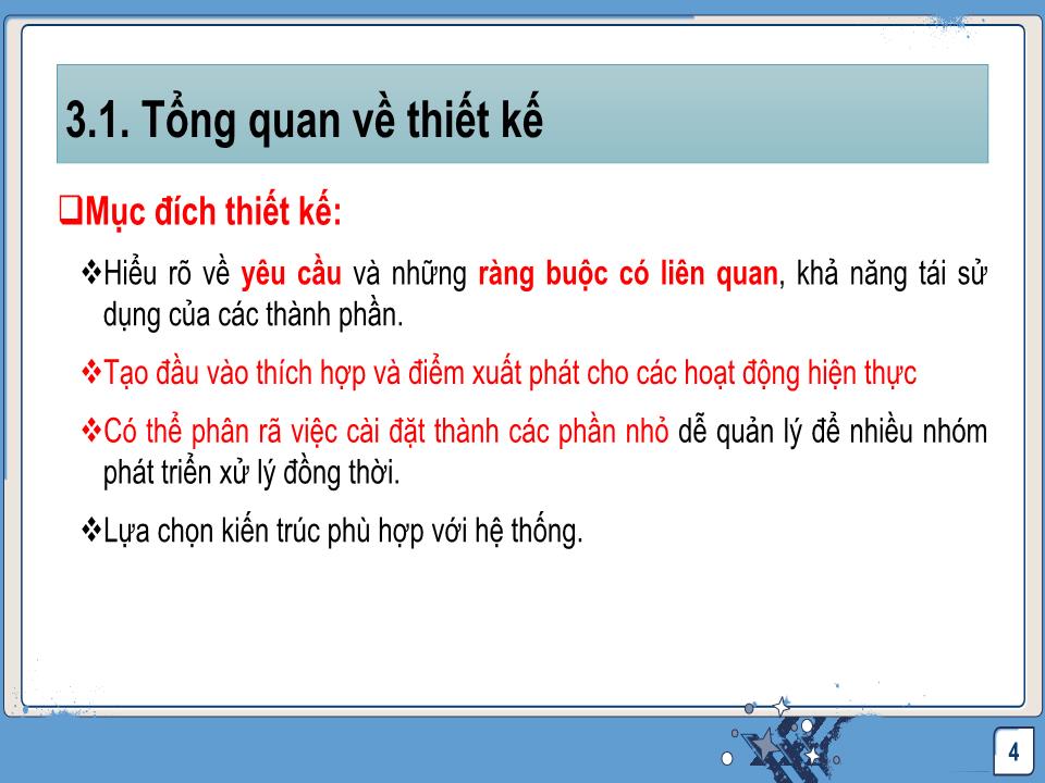 Bài giảng Công nghệ phần mềm - Thiết kế phần mềm trang 4