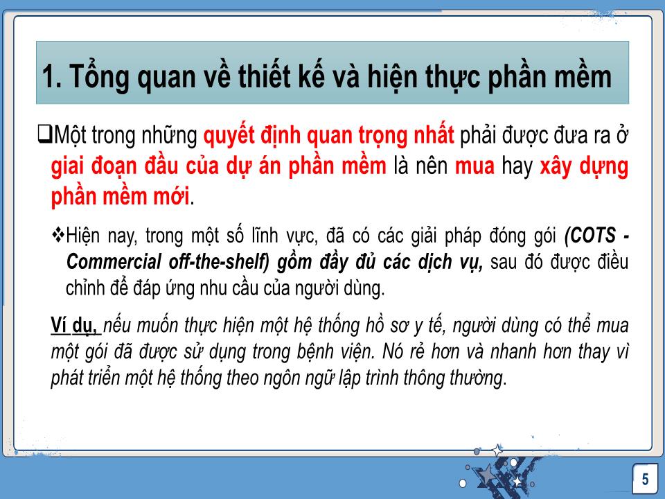 Bài giảng Công nghệ phần mềm - Thiết kế và hiện thực chương trình trang 5