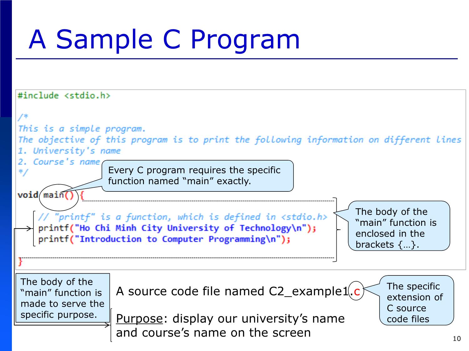 Bài giảng Introduction to Computer Programming (C language) - Chapter 2: C Program Structure and its Components - Võ Thị Ngọc Châu trang 10