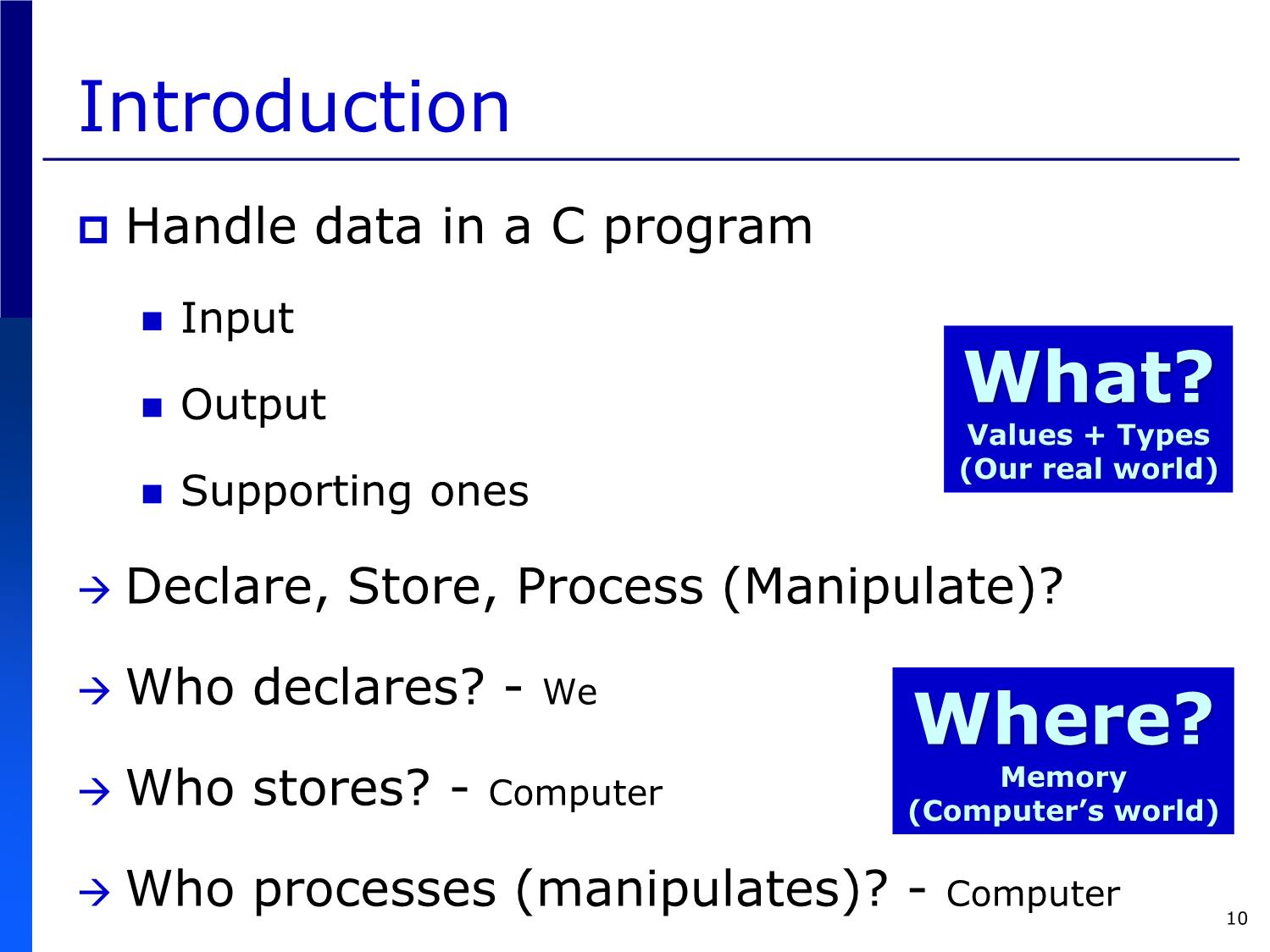 Bài giảng Introduction to Computer Programming (C language) - Chapter 3: Variables and Basic Data Types - Võ Thị Ngọc Châu trang 10