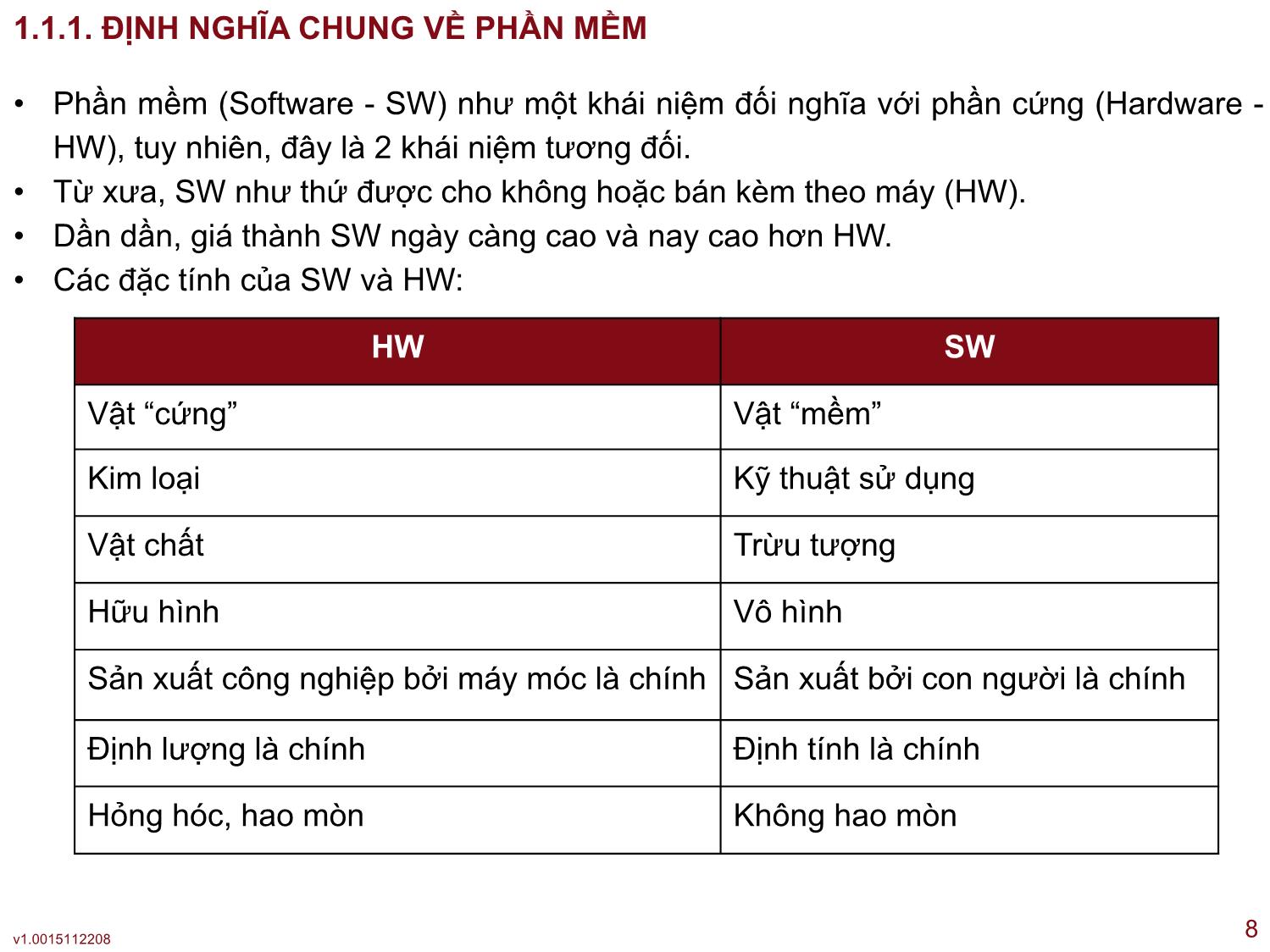 Bài giảng Công nghệ phần mềm ứng dụng - Bài 1: Giới thiệu chung về công nghệ học phần mềm - Thạc Bình Cường trang 8