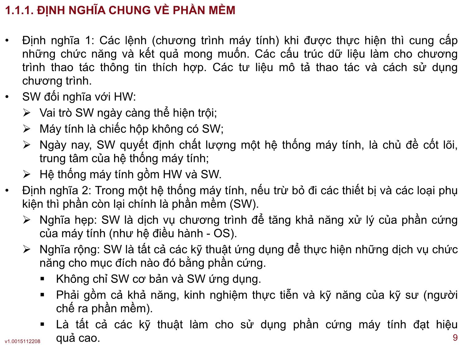 Bài giảng Công nghệ phần mềm ứng dụng - Bài 1: Giới thiệu chung về công nghệ học phần mềm - Thạc Bình Cường trang 9