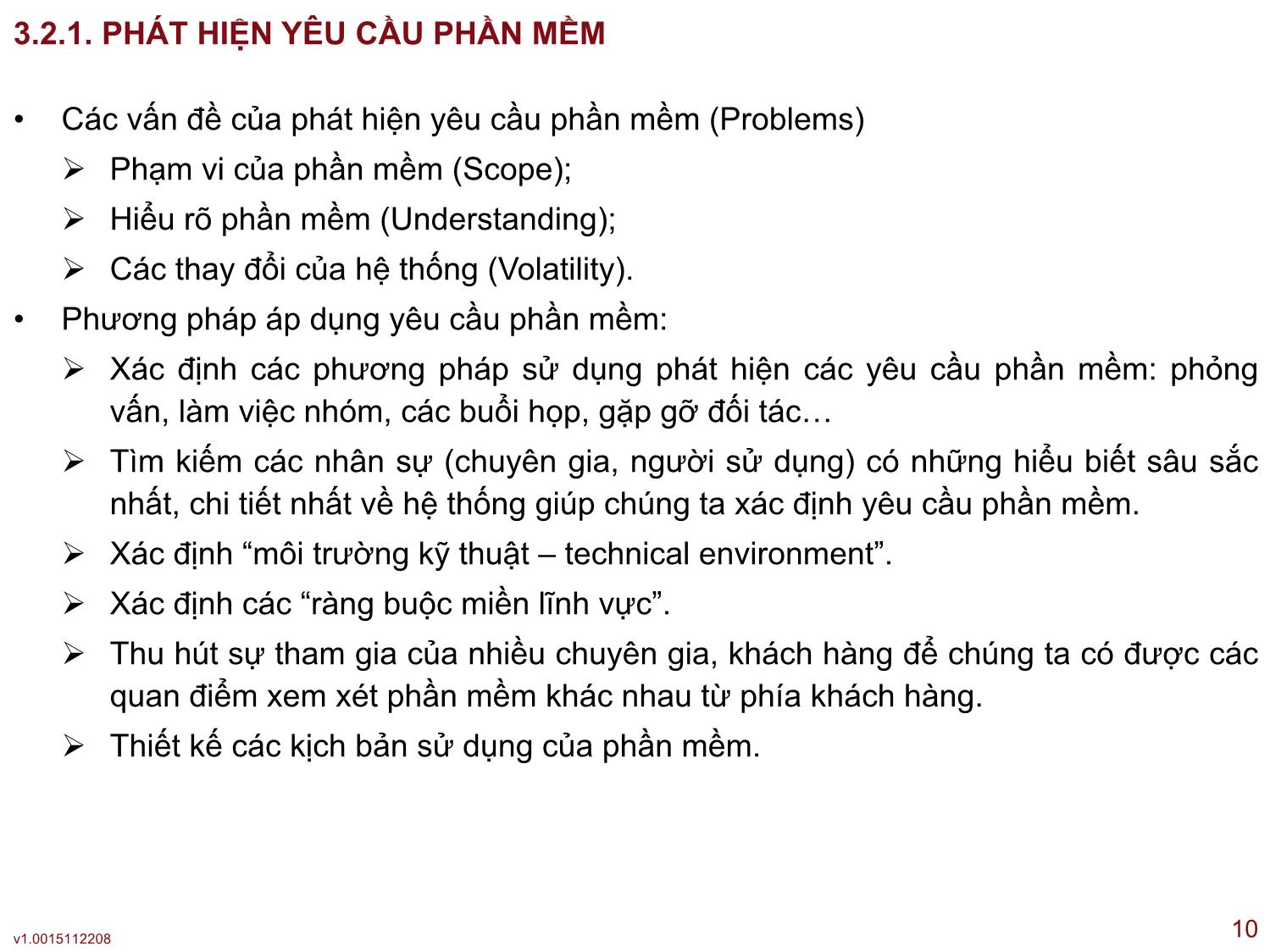 Bài giảng Công nghệ phần mềm ứng dụng - Bài 3: Phương pháp xác định yêu cầu - Thạc Bình Cường trang 10