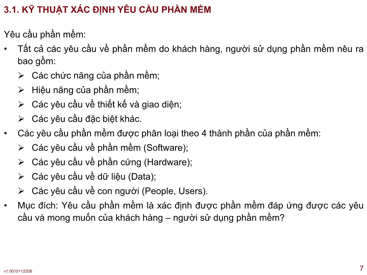 Bài giảng Công nghệ phần mềm ứng dụng - Bài 3: Phương pháp xác định yêu cầu - Thạc Bình Cường trang 7