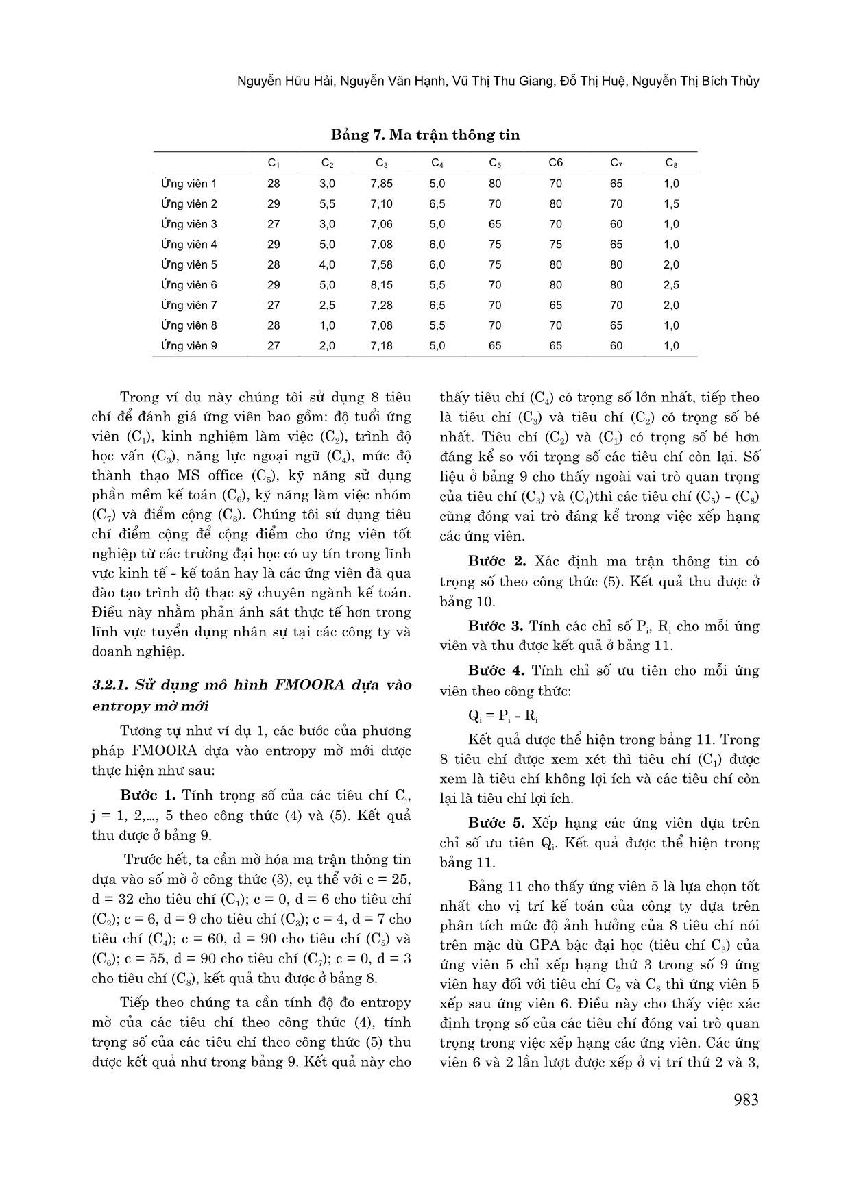 Mô hình MOORA dựa vào entropy mờ mới ứng dụng cho hệ thống thông tin tuyển dụng trang 9