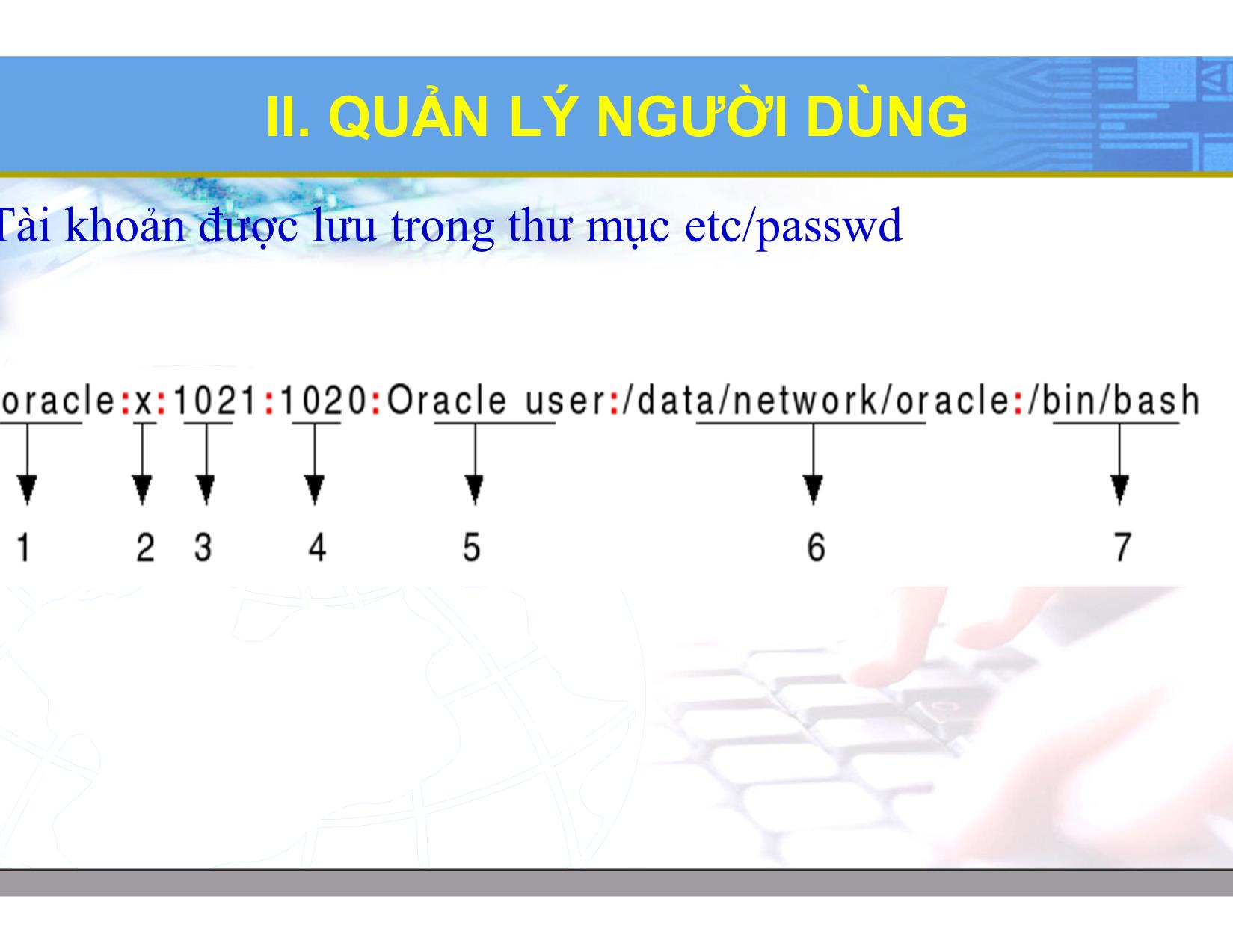 Bài giảng Hệ điều hành Linux - Chương 3: Quản trị người dùng nhóm người dùng - Lương Minh Huấn trang 9