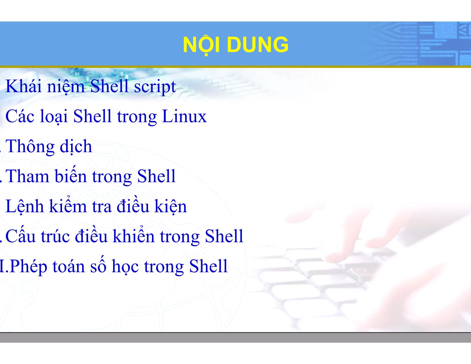 Bài giảng Hệ điều hành Linux - Chương 7: Lập trình Shell cơ bản - Lương Minh Huấn trang 2