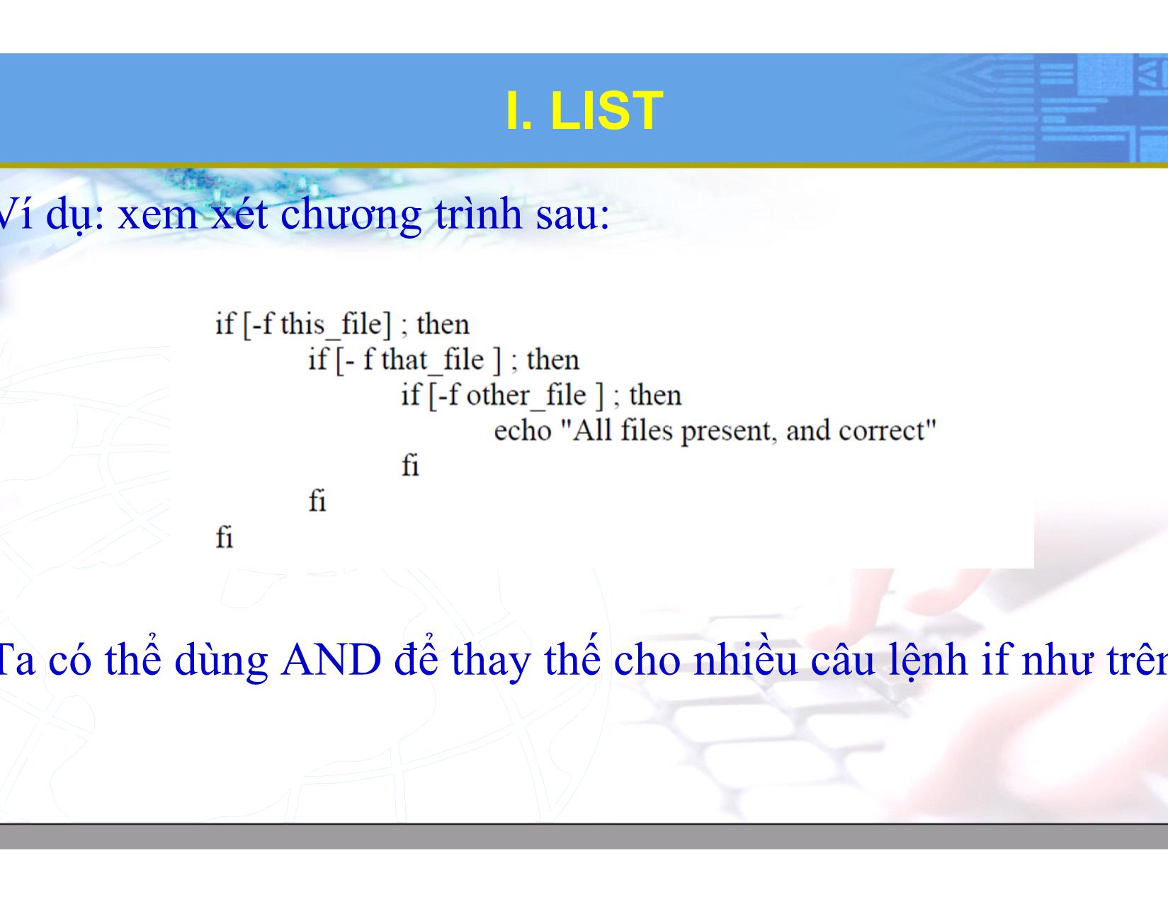 Bài giảng Hệ điều hành Linux - Chương 8: Lập trình Shell nâng cao - Lương Minh Huấn trang 4