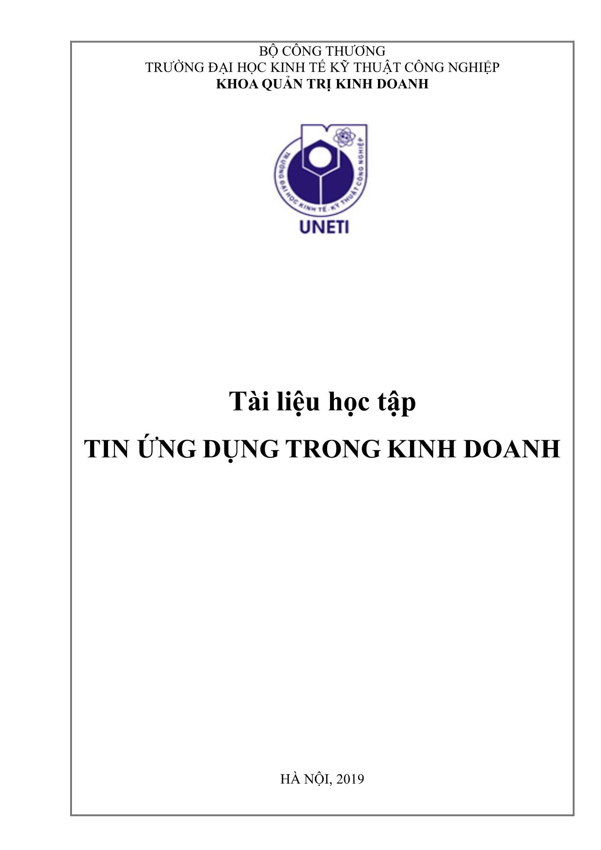 Tài liệu học tập Tin ứng dụng trong kinh doanh trang 1