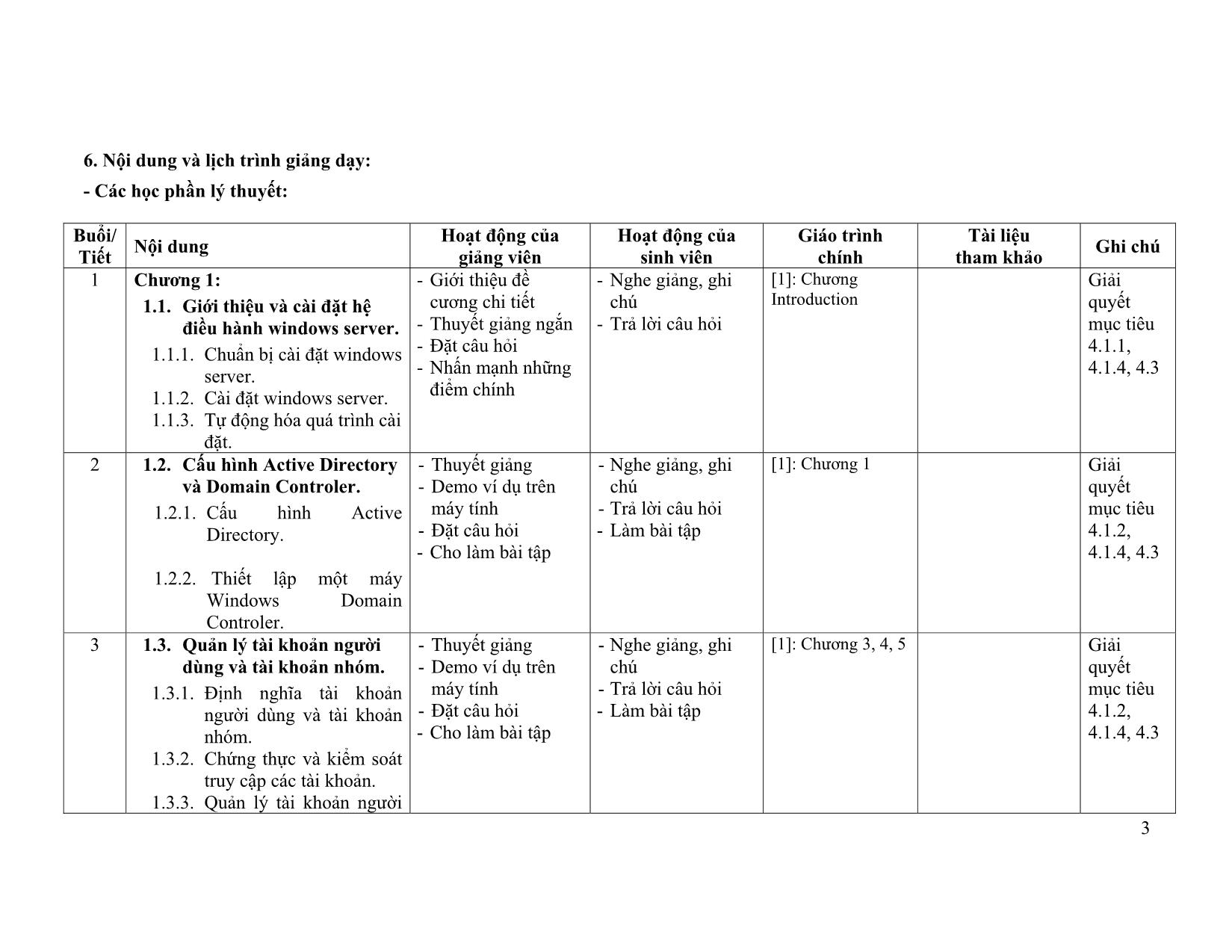 Đề cương chi tiết môn Quản trị Windows Server trang 3