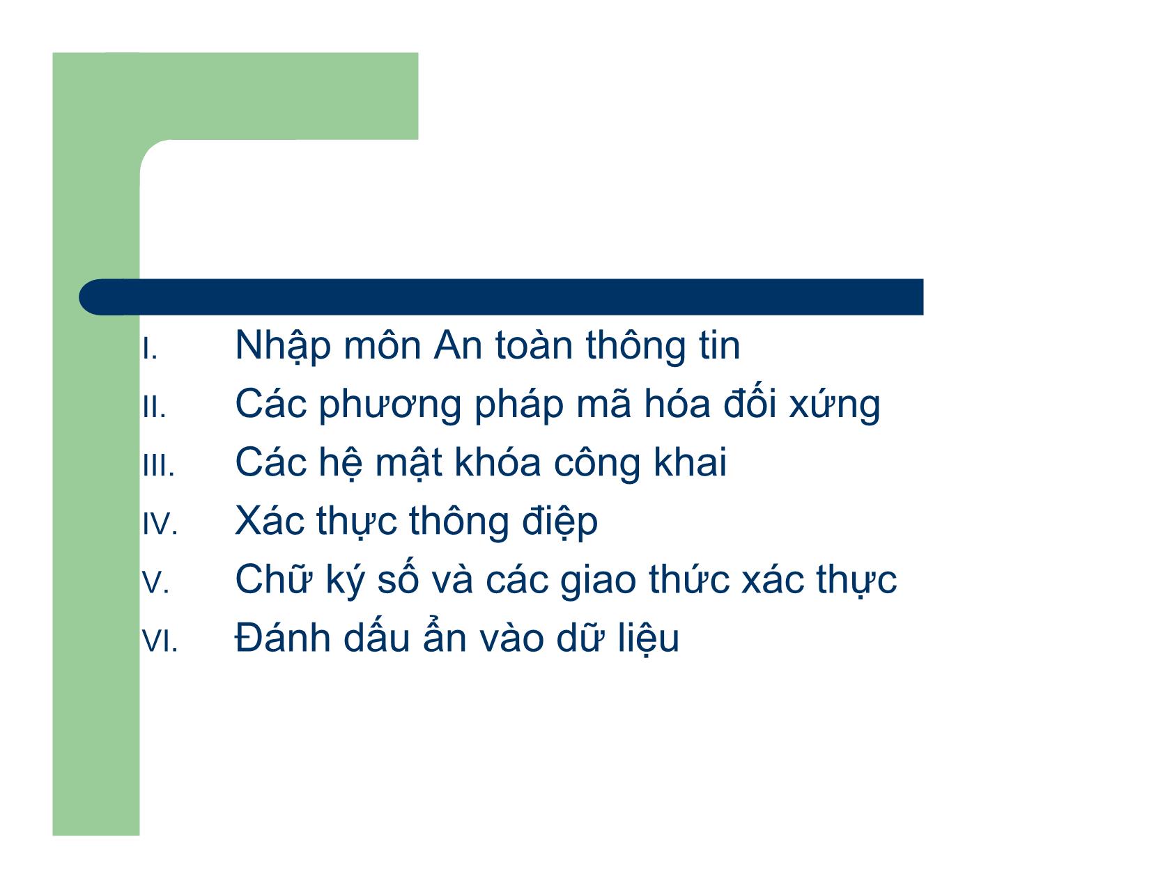 Bài giảng An toàn và An ninh thông tin - Chương II: Các phương pháp mã hóa đối xứng - Nguyễn Linh Giang trang 2