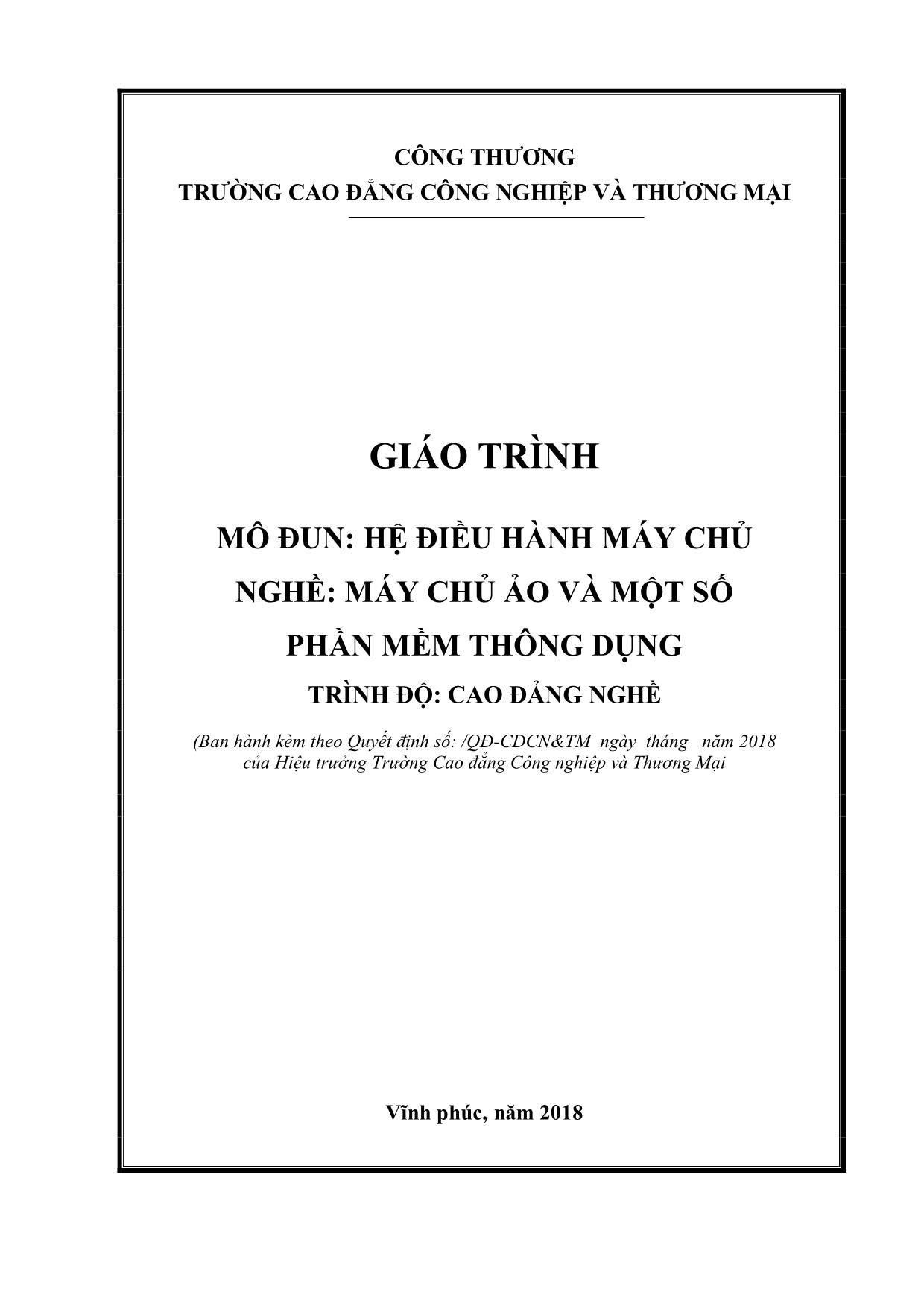 Giáo trình Hệ điều hành máy chủ trang 1