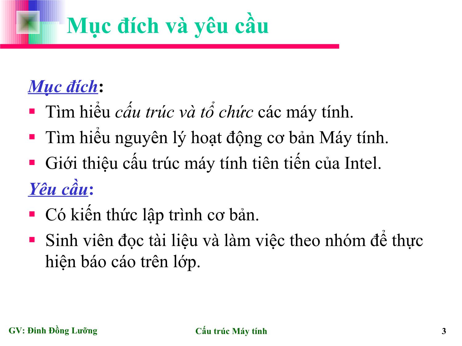 Bài giảng Cấu trúc máy tính - Đinh Đồng Lưỡng trang 3