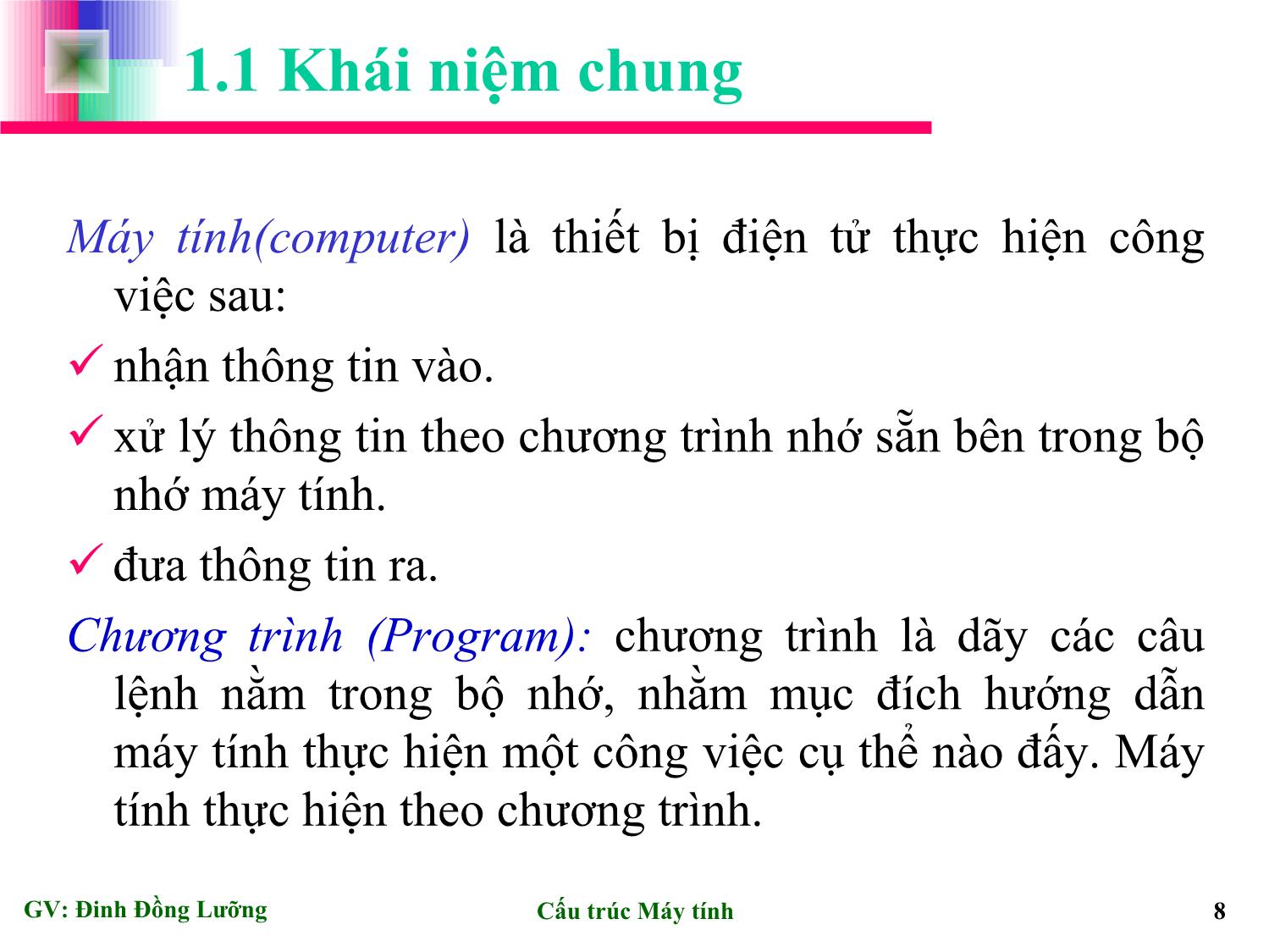 Bài giảng Cấu trúc máy tính - Đinh Đồng Lưỡng trang 8