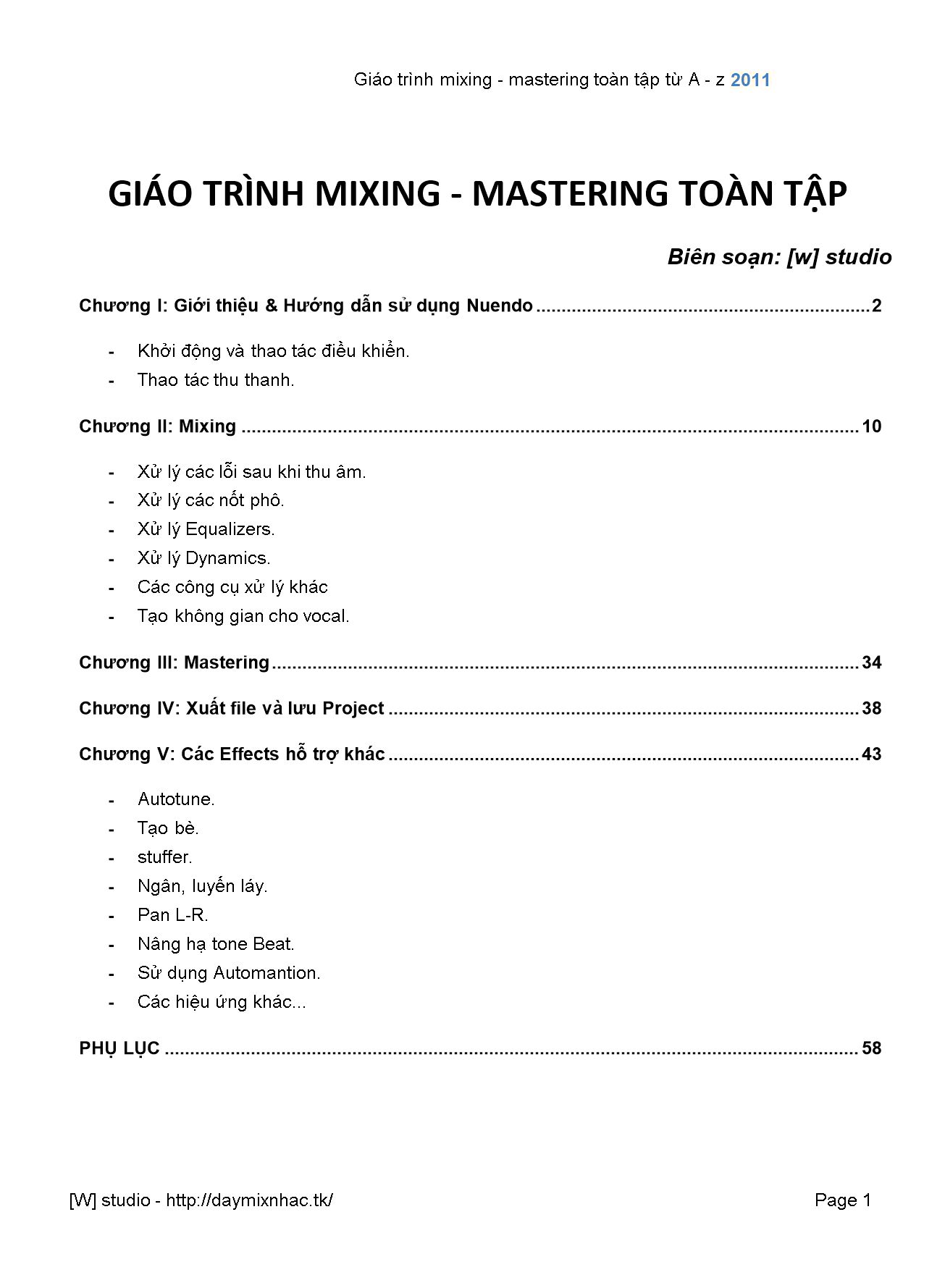 Giáo trình Mixing - Mastering toàn tập trang 1