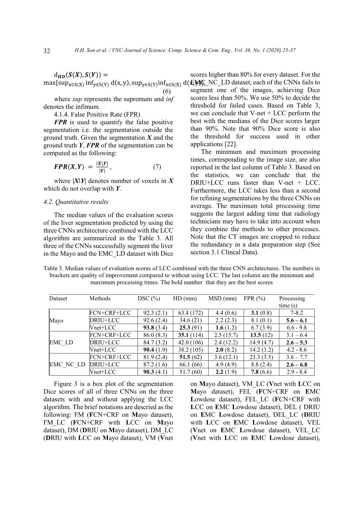 Liver segmentation on a variety of computed tomography (CT) images based on convolutional neural networks combined with connected components trang 8