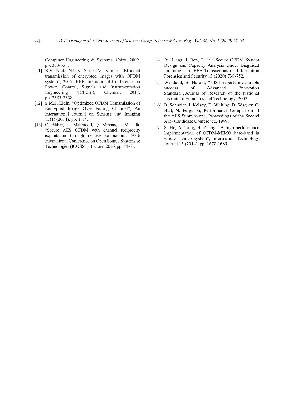 Performance of orthogonal frequency division multiplexing based advanced encryption standard trang 8