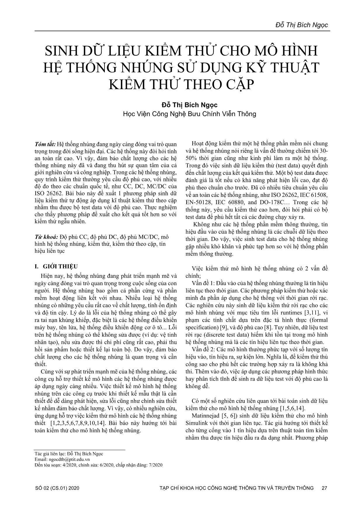 Sinh dữ liệu kiểm thử cho mô hình hệ thống nhúng sử dụng kỹ thuật kiểm thử theo cặp trang 1