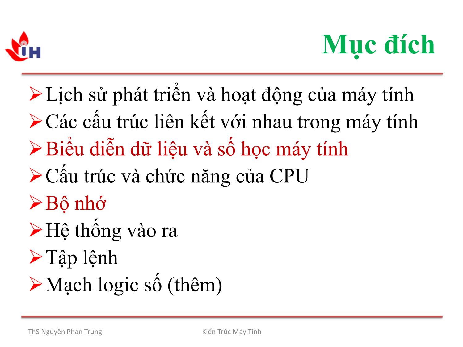 Bài giảng Kiến trúc máy tính - Chương 1: Tổng quan về kiến trúc máy tính - Nguyễn Phan Trung trang 3