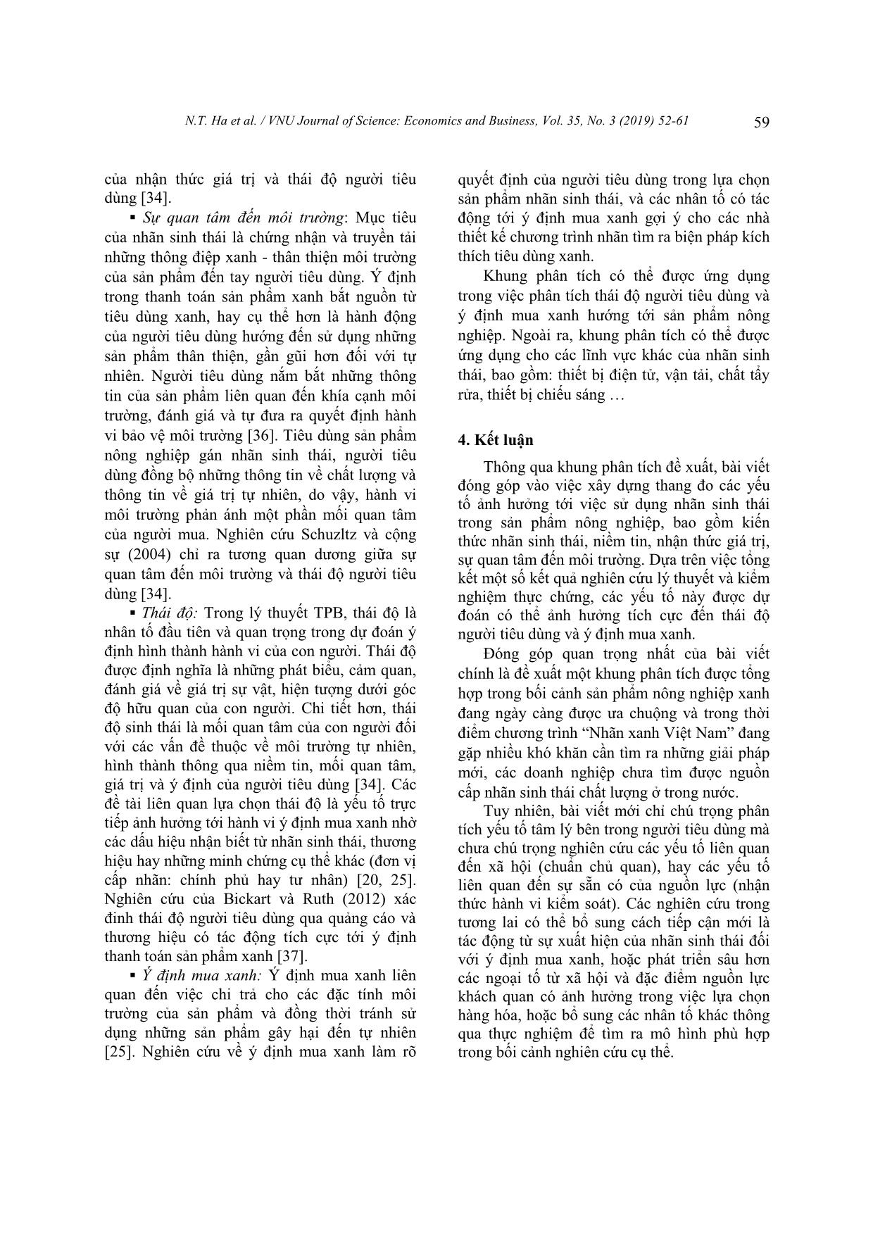 Ảnh hưởng của nhãn sinh thái tới thái độ và ý định mua xanh sản phẩm nông nghiệp: Nghiên cứu lý thuyết trang 8