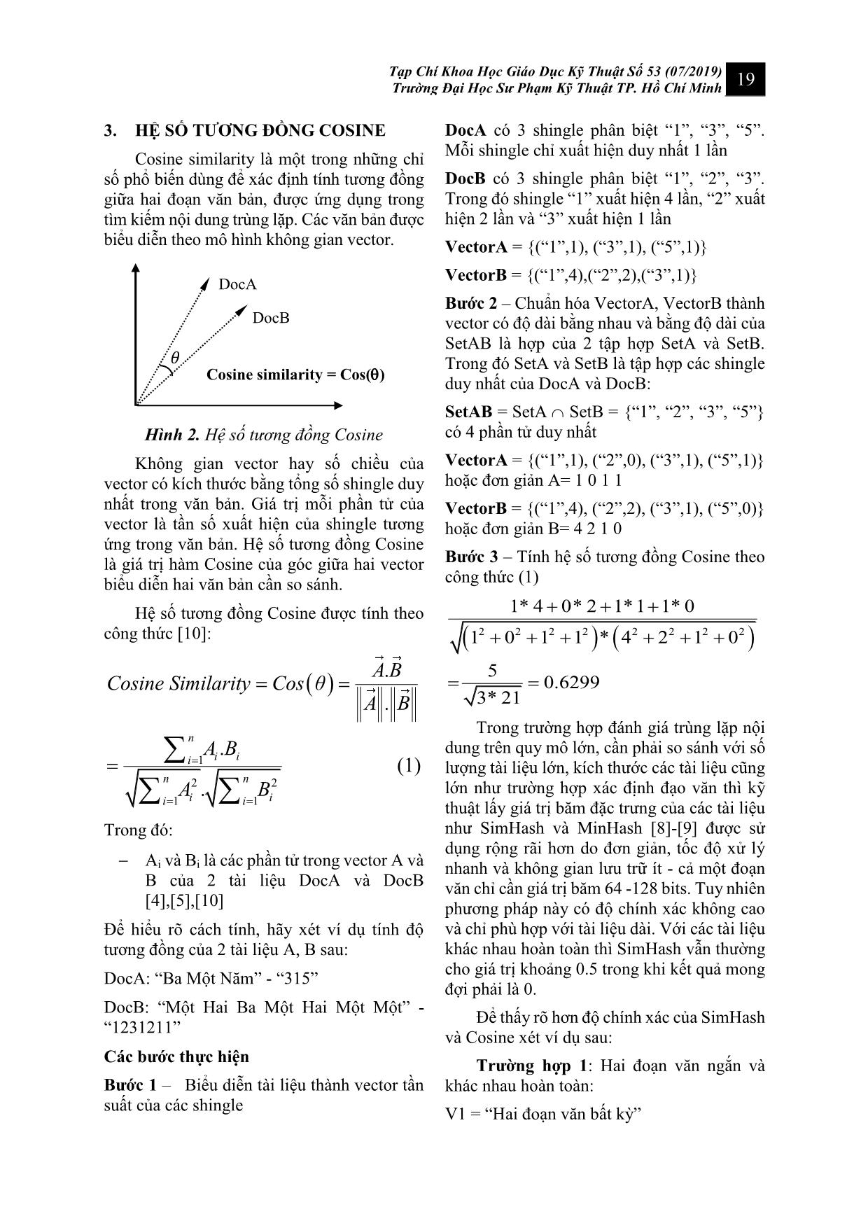 Ứng dụng và cải tiến hệ số tương đồng cosine trong xây dựng và quản lý ngân hàng câu hỏi trắc nghiệm trang 3