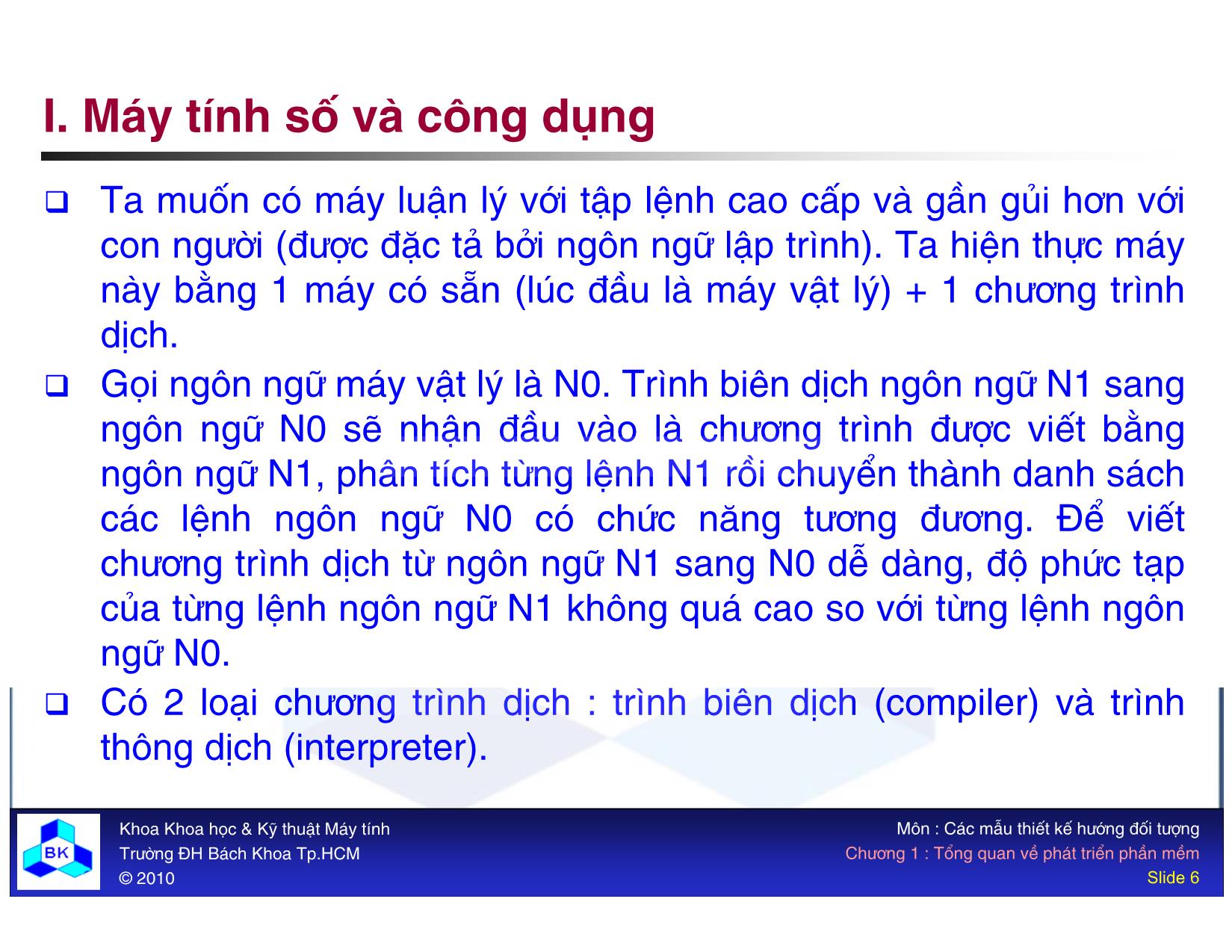 Bài giảng Các mẫu thiết kế hướng đối tượng - Chương 1: Tổng quan về phát triển phần mềm trang 6