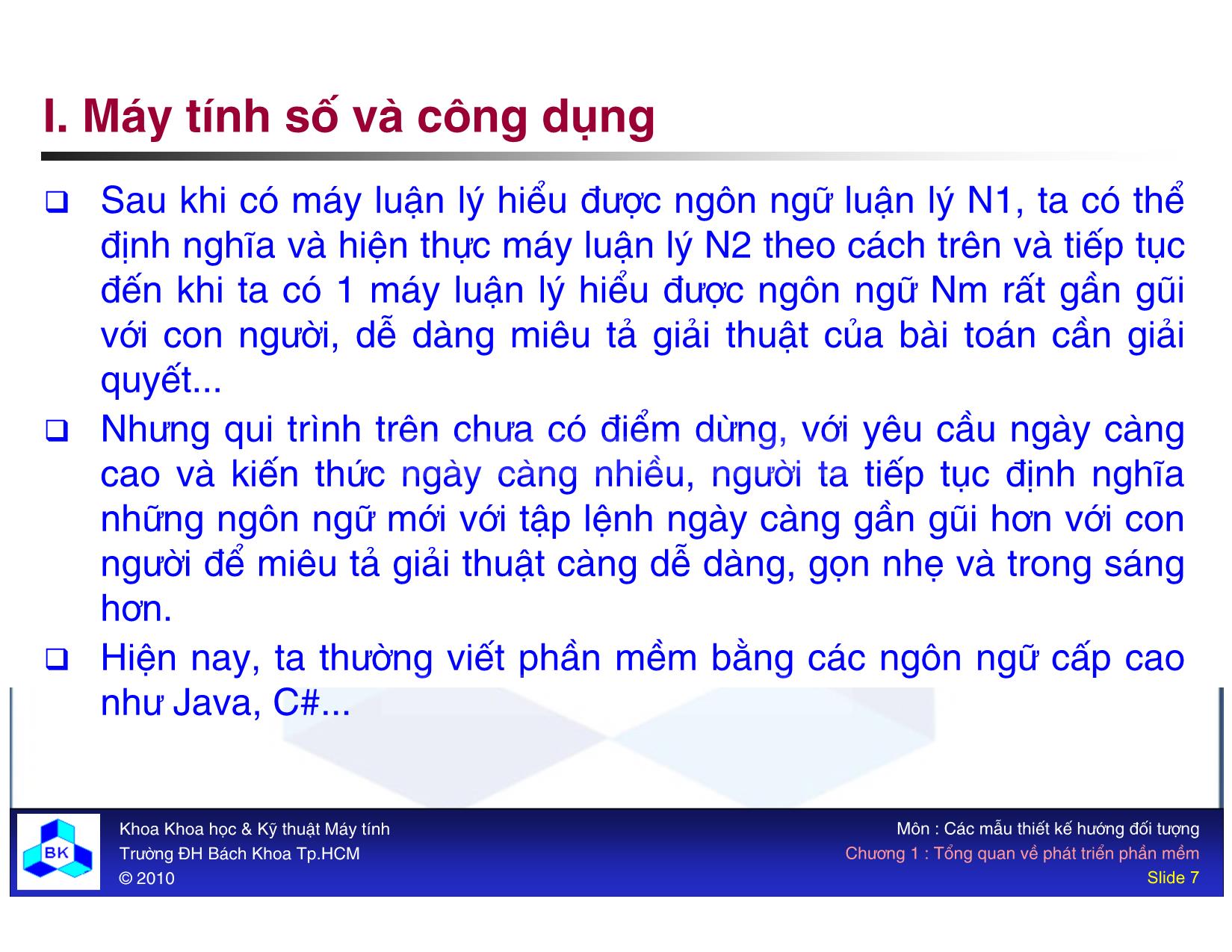 Bài giảng Các mẫu thiết kế hướng đối tượng - Chương 1: Tổng quan về phát triển phần mềm trang 7